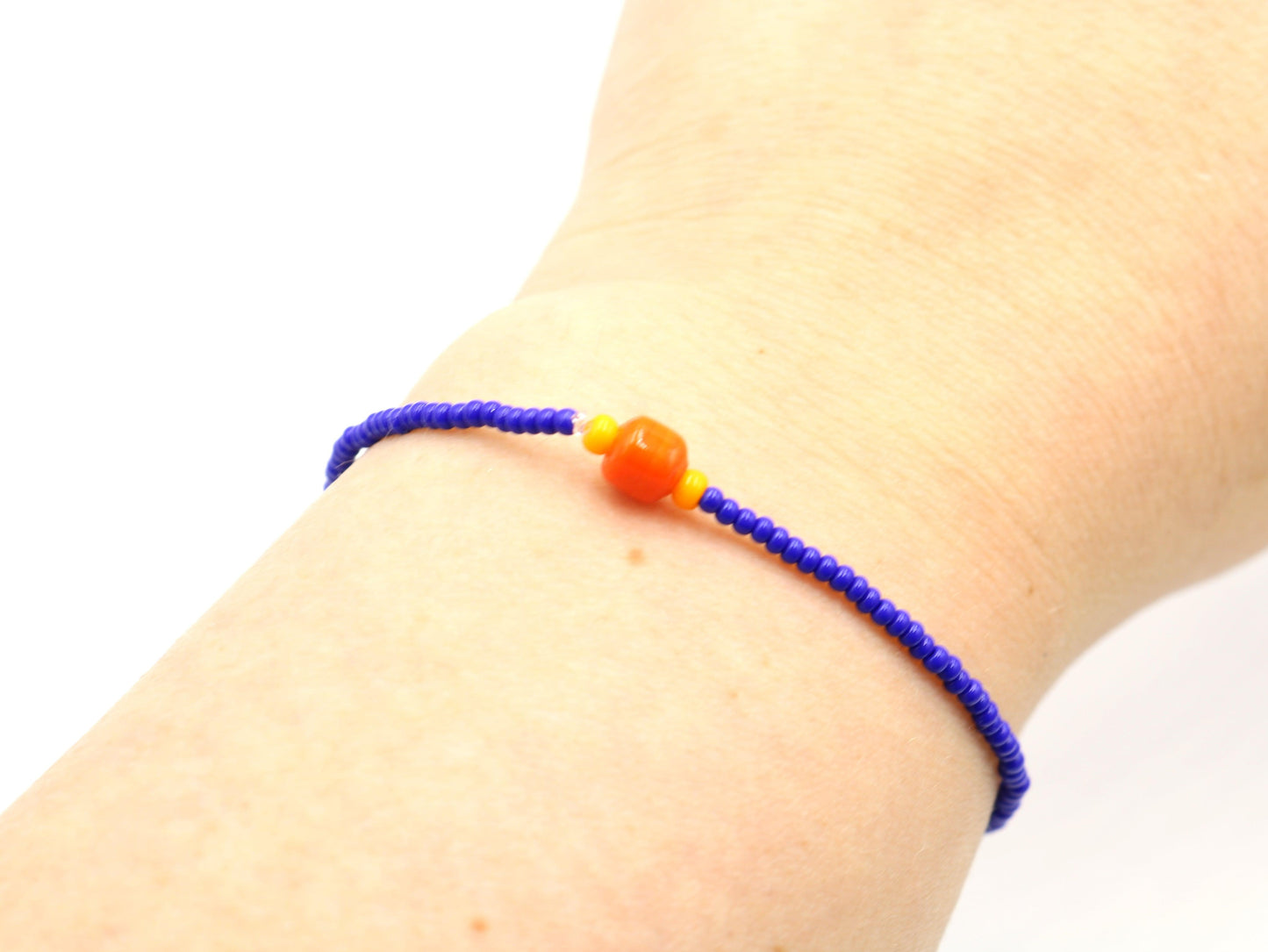 Orange Your Glad We Matched This with Blue Glass Bracelet - Monkeysmojo
