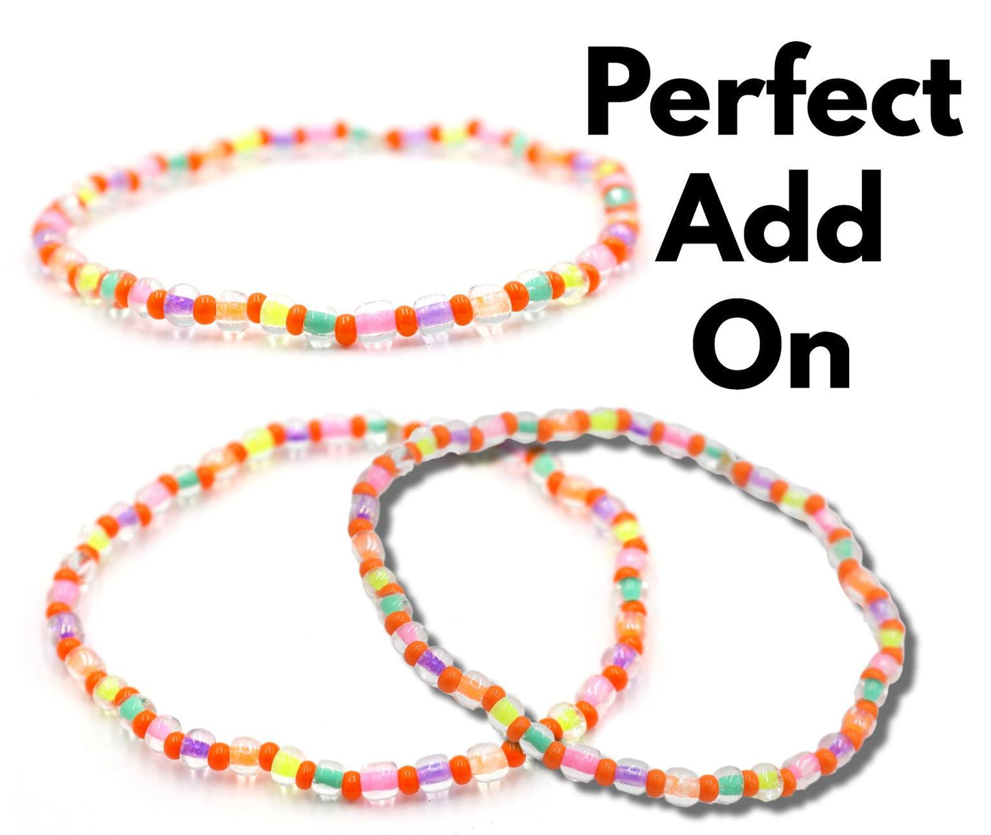 Rock and Roll All Night in Neon and Orange Women's Glass Bead Stretch Bracelet - Monkeysmojo