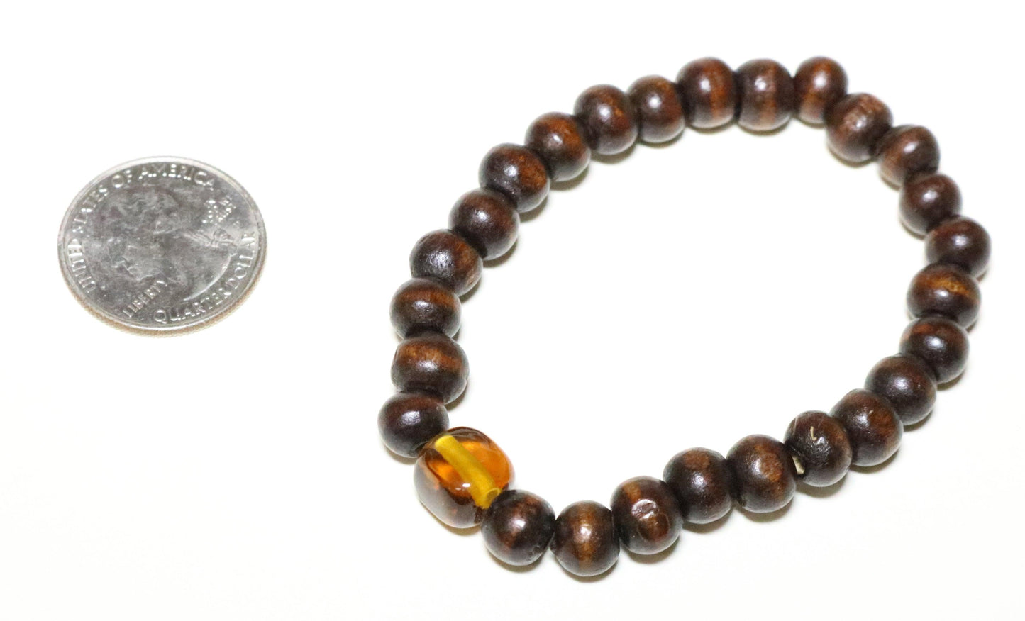 Citrine Honey Yellow Glass Bead and Dark Wooden Dream Beads Bracelet - Monkeysmojo