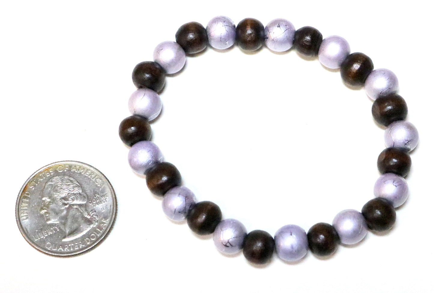 Ship Meets Sea Nautical Blue Metallic Glass Beads with Dark Brown Wooden Beads Bracelet - Monkeysmojo