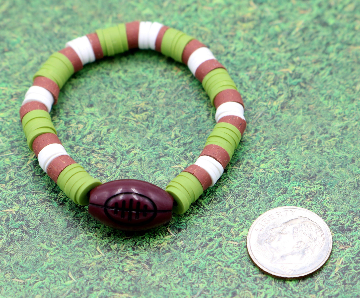 Youth Boy's American Football Themed Polymer Clay Trending Sports Themed Stretch Bracelet - Monkeysmojo