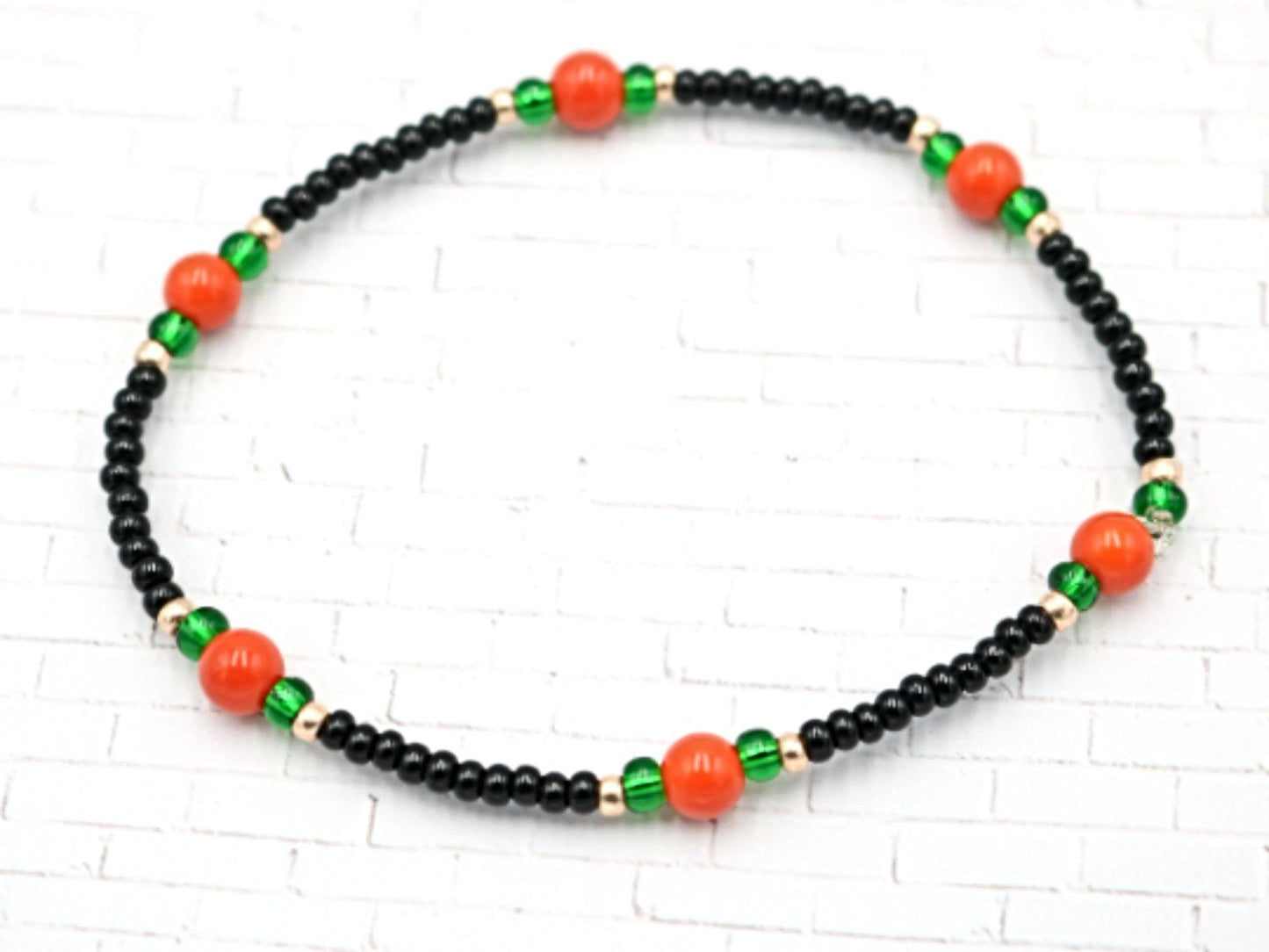 Halloween Seed Bead Bracelet Boho Bracelets Handmade Glass Beads Stretch Bracelet Hail the Great Pumpkin King Inspired Gift 2021 - Monkeysmojo