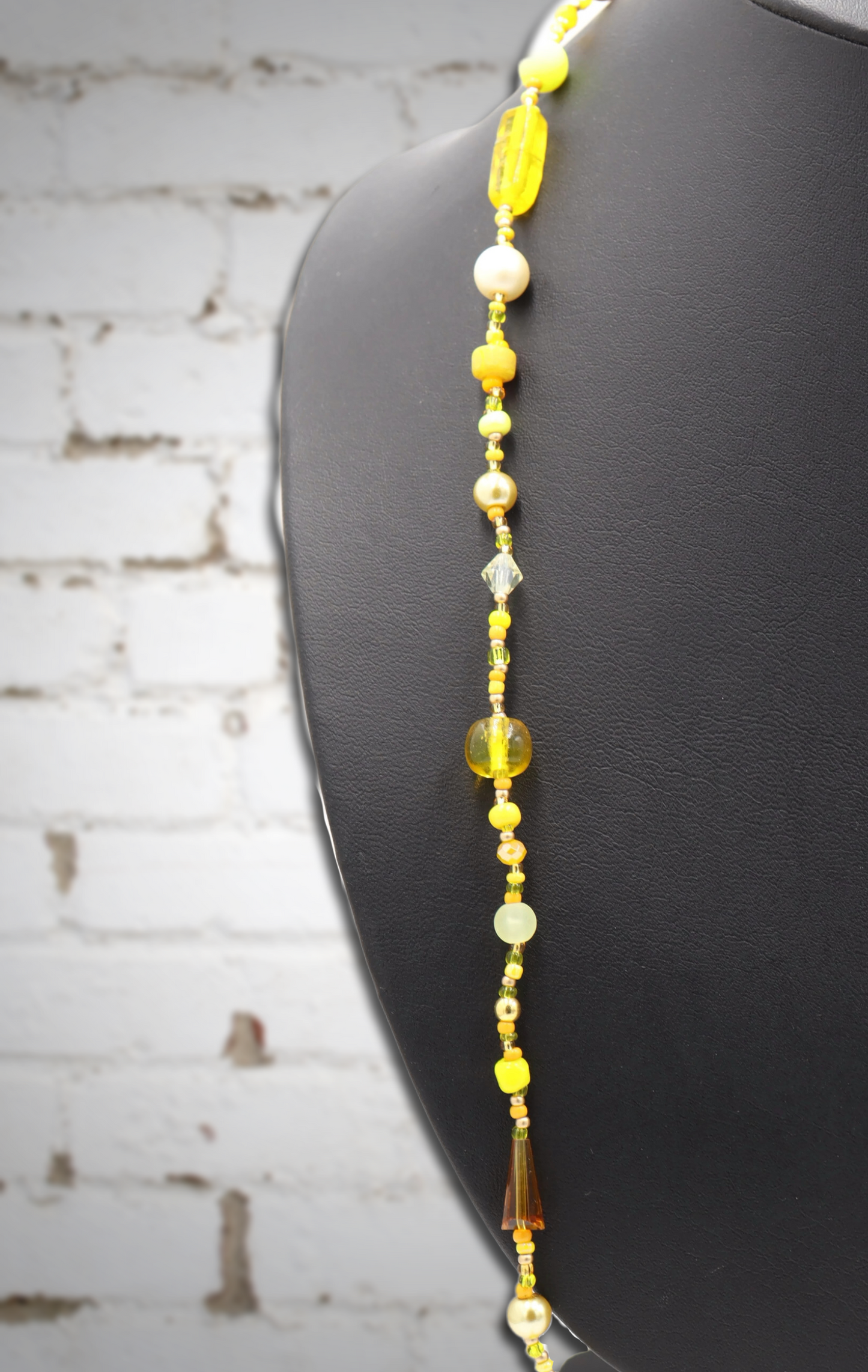 Call Me Mellow Yellow Long 36" Single Strand All Shades of Yellow Party Necklace by Monkey’s Mojo