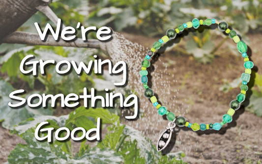 Growing Green Silver Tone Two Peas in a Pod Green Glass Bracelet by Monkey's Mojo