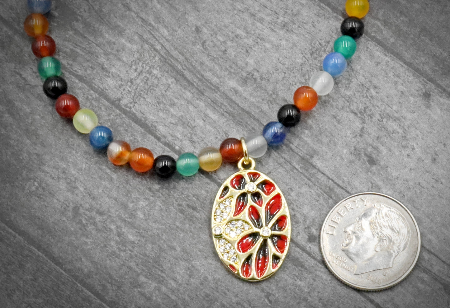 Primary and Bold Cubic Zirconia Yellow Gold Tone Charm Colorful Glass Bracelet by Monkey's Mojo