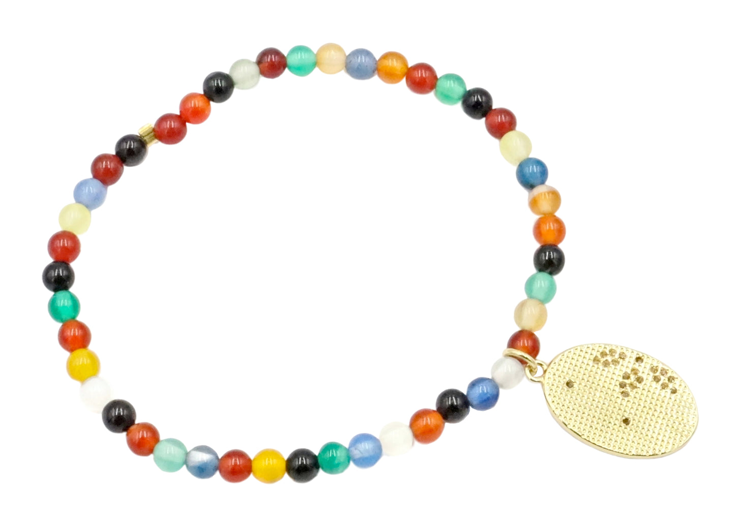 Primary and Bold Cubic Zirconia Yellow Gold Tone Charm Colorful Glass Bracelet by Monkey's Mojo