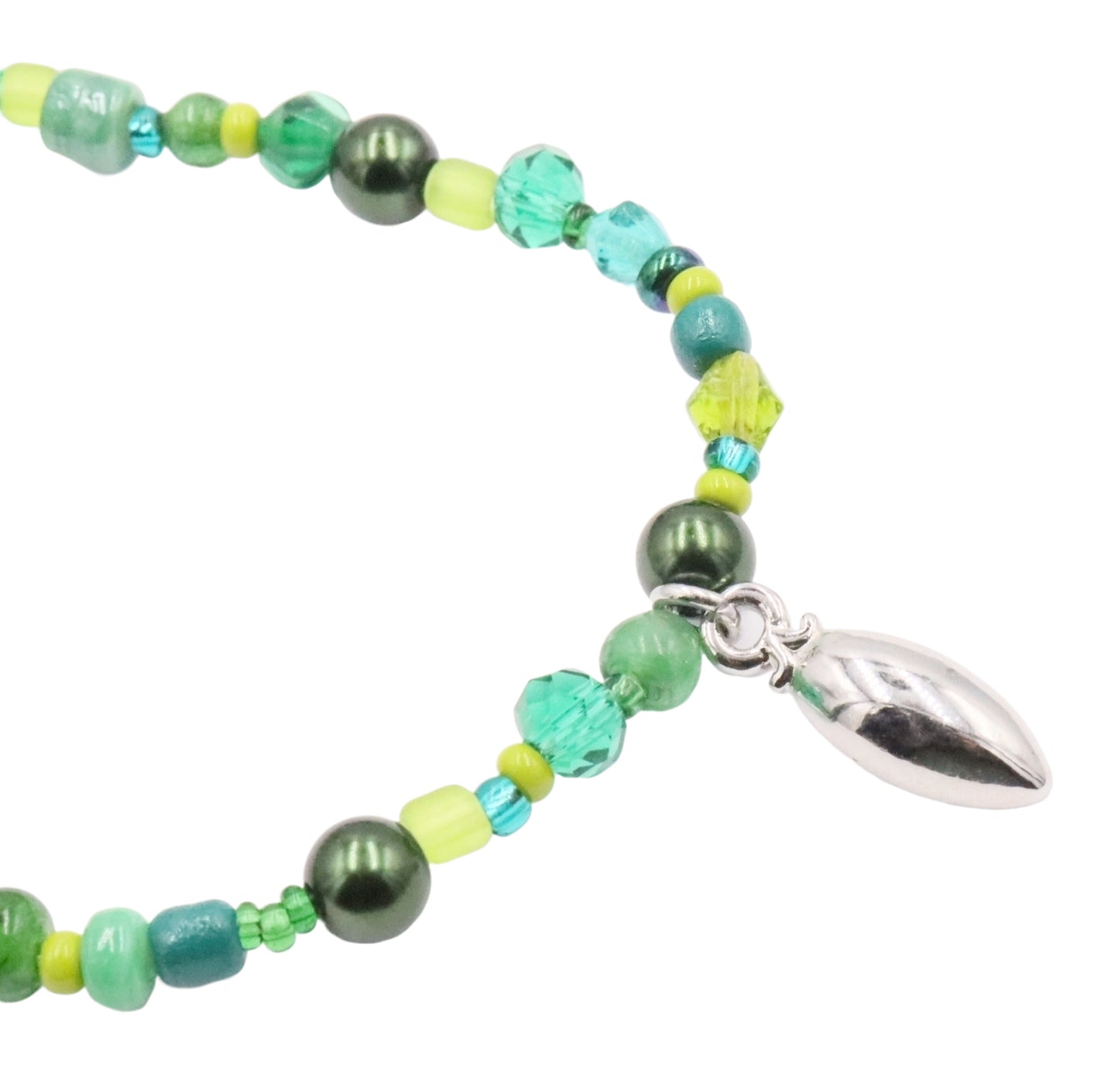 Growing Green Silver Tone Two Peas in a Pod Green Glass Bracelet by Monkey's Mojo