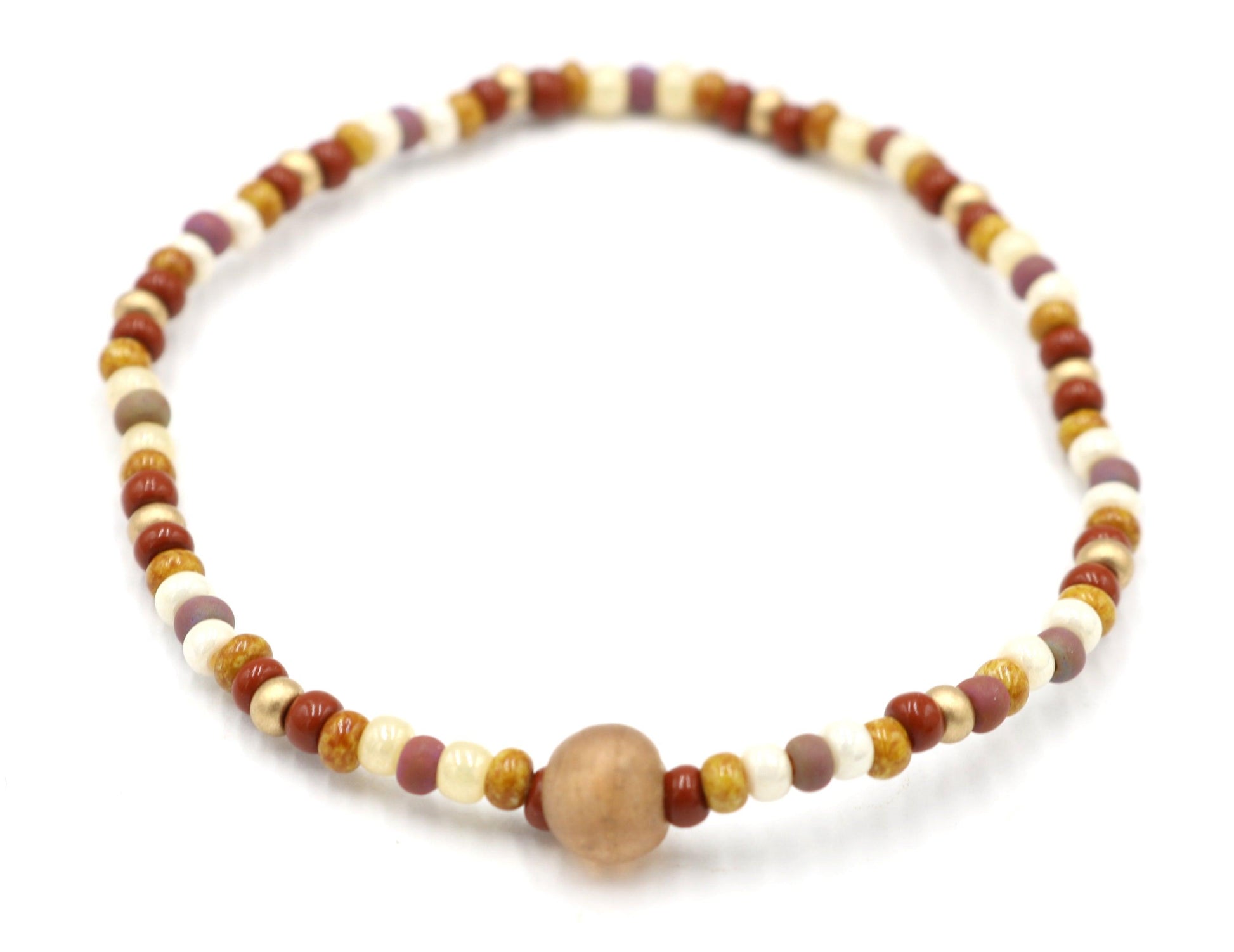 Desert, Dirt, and Earth Brown, Ivory, and Gold Women's Stretch Bracelet - Tan - Monkeysmojo