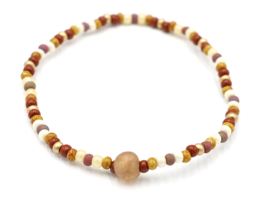 Desert, Dirt, and Earth Brown, Ivory, and Gold Women's Stretch Bracelet - Tan - Monkeysmojo