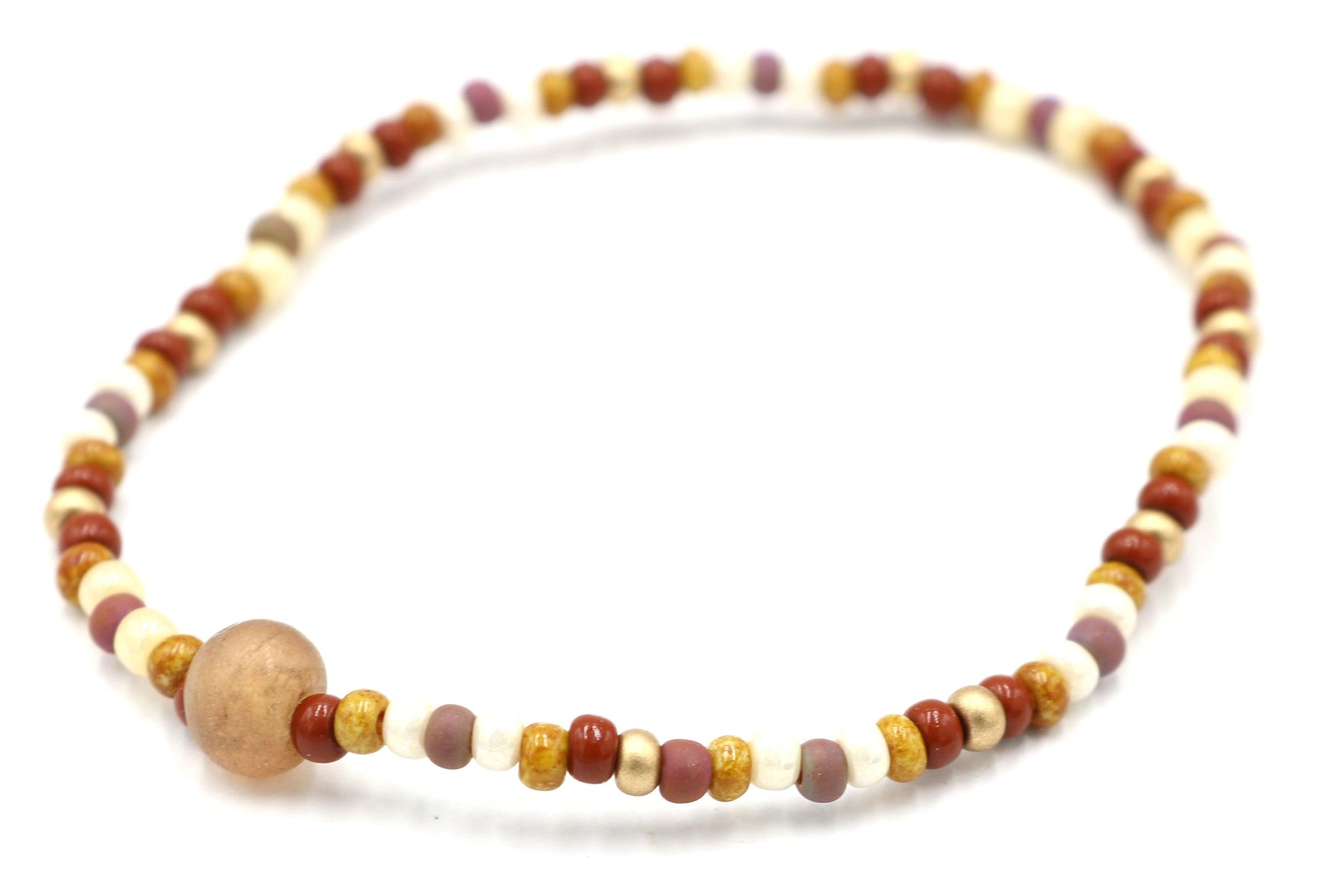 Desert, Dirt, and Earth Brown, Ivory, and Gold Women's Stretch Bracelet - Tan - Monkeysmojo