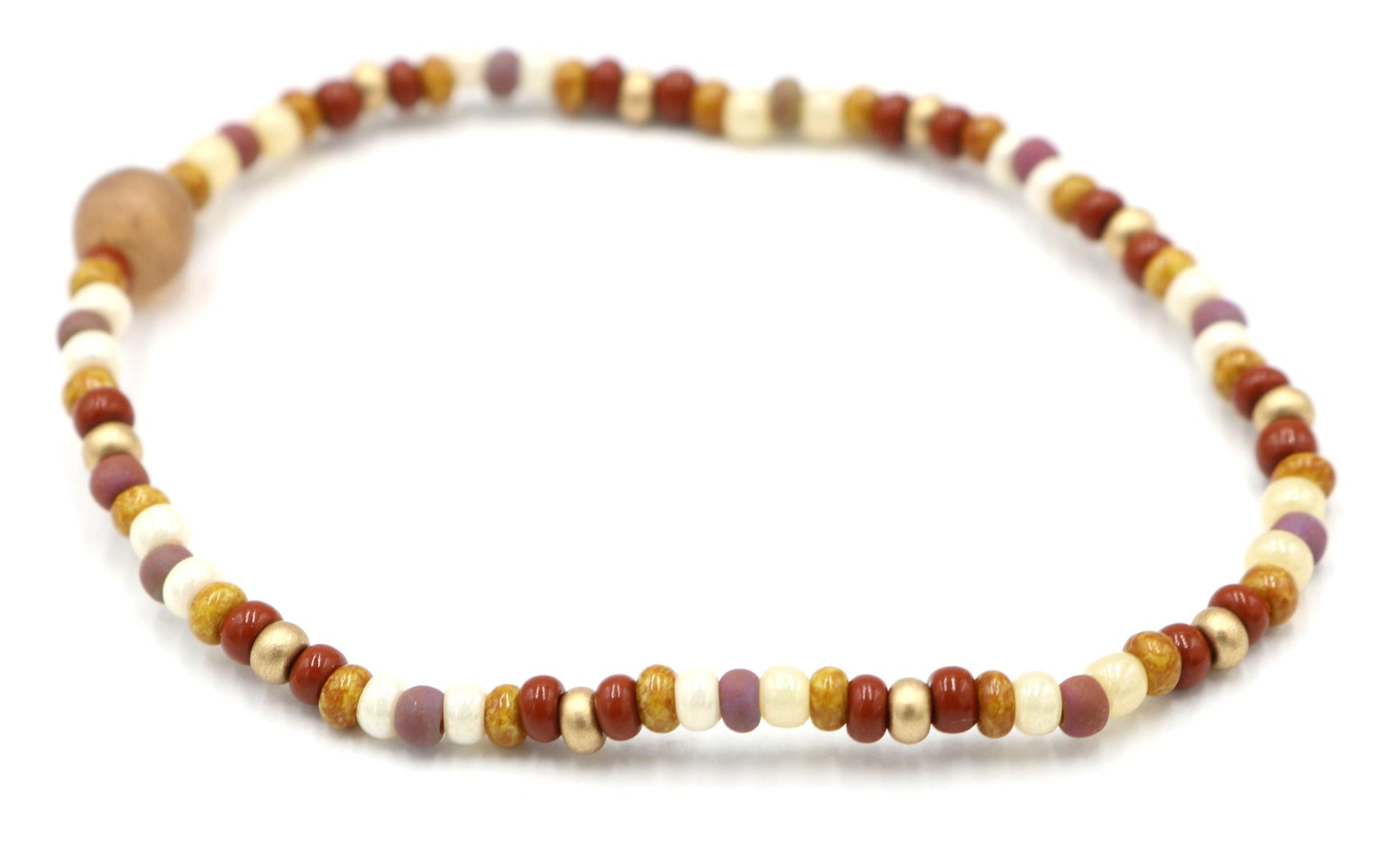 Desert, Dirt, and Earth Brown, Ivory, and Gold Women's Stretch Bracelet - Tan - Monkeysmojo