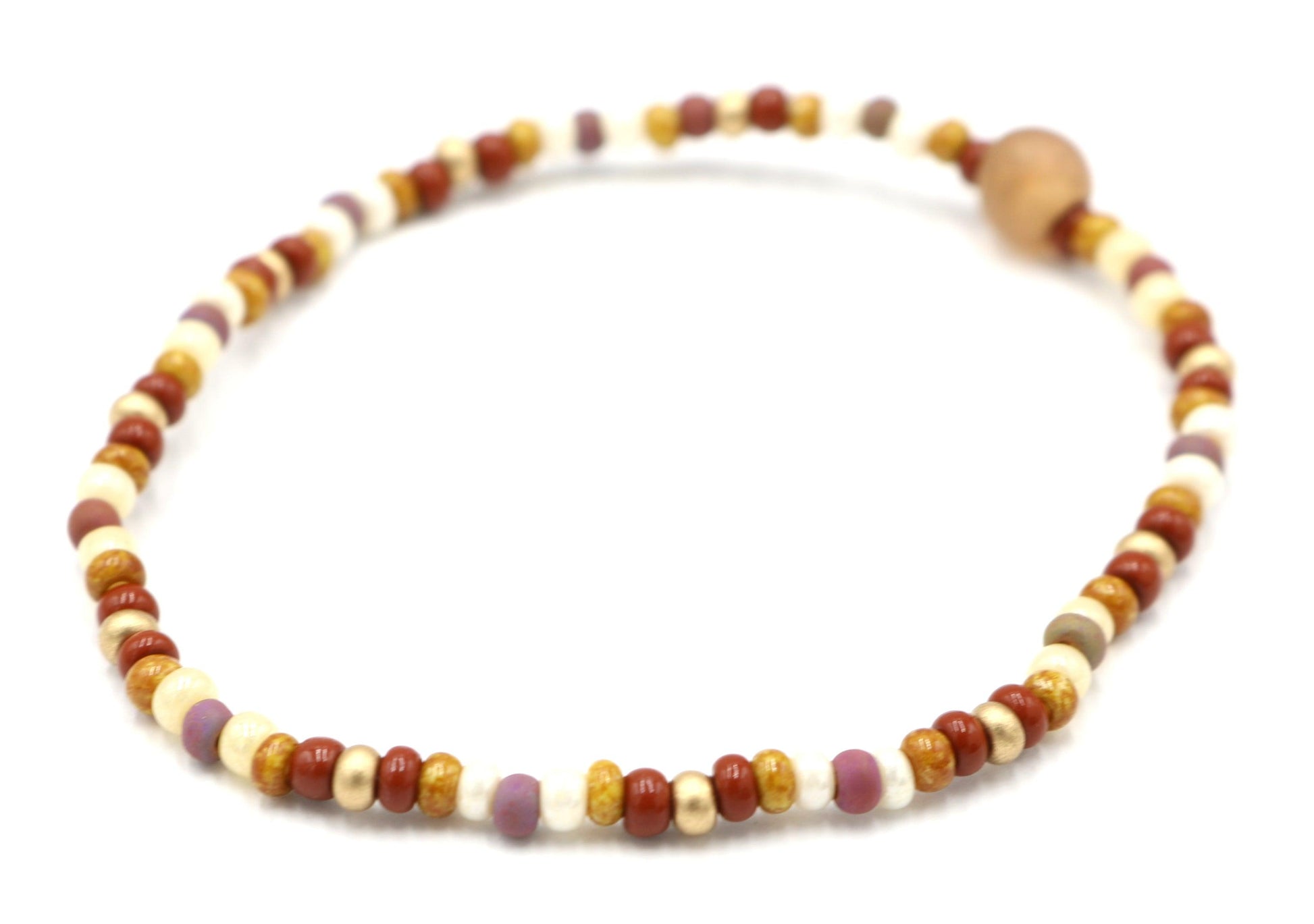 Desert, Dirt, and Earth Brown, Ivory, and Gold Women's Stretch Bracelet - Tan - Monkeysmojo