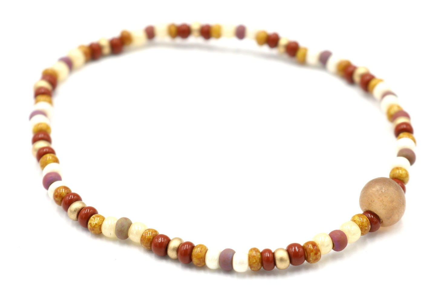 Desert, Dirt, and Earth Brown, Ivory, and Gold Women's Stretch Bracelet - Tan - Monkeysmojo