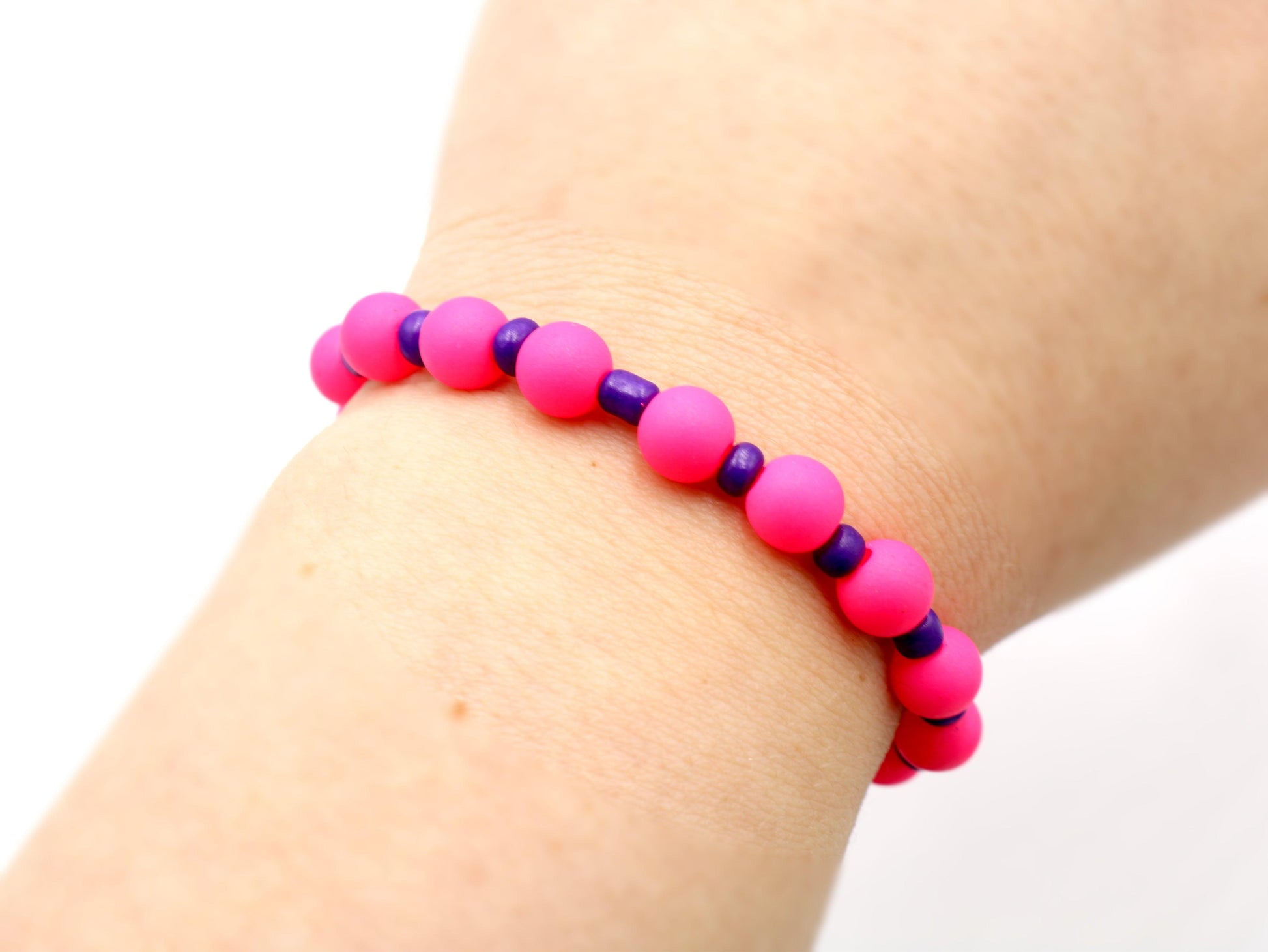 Festival Vibes and Hot Pink Lights Women's Fun and Bright Stretch Bracelet - Monkeysmojo