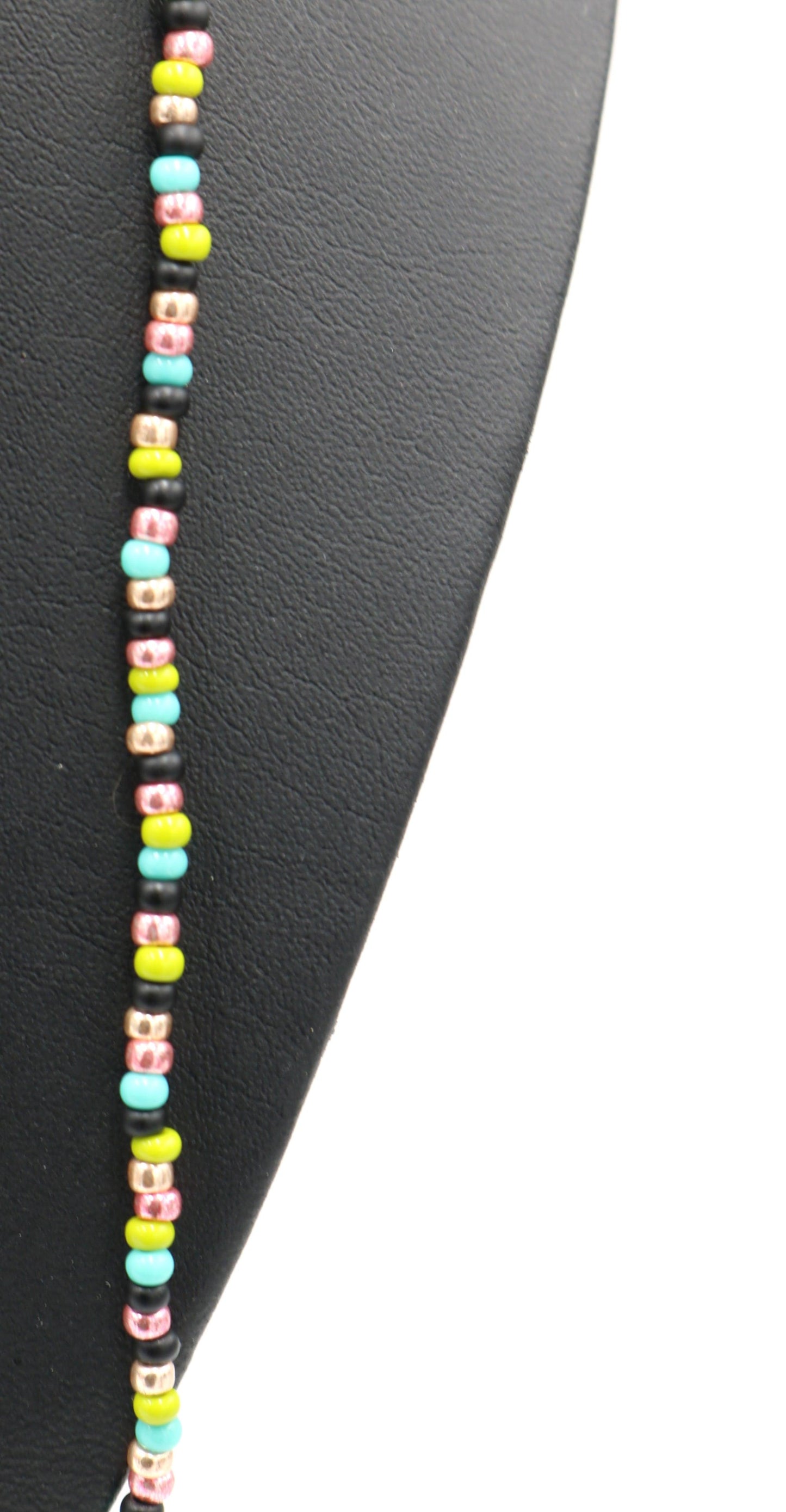 Sugar and Spice X Marks the Spot 40" Long Pink, Green, and Blue Long Glass Necklace - Monkeysmojo