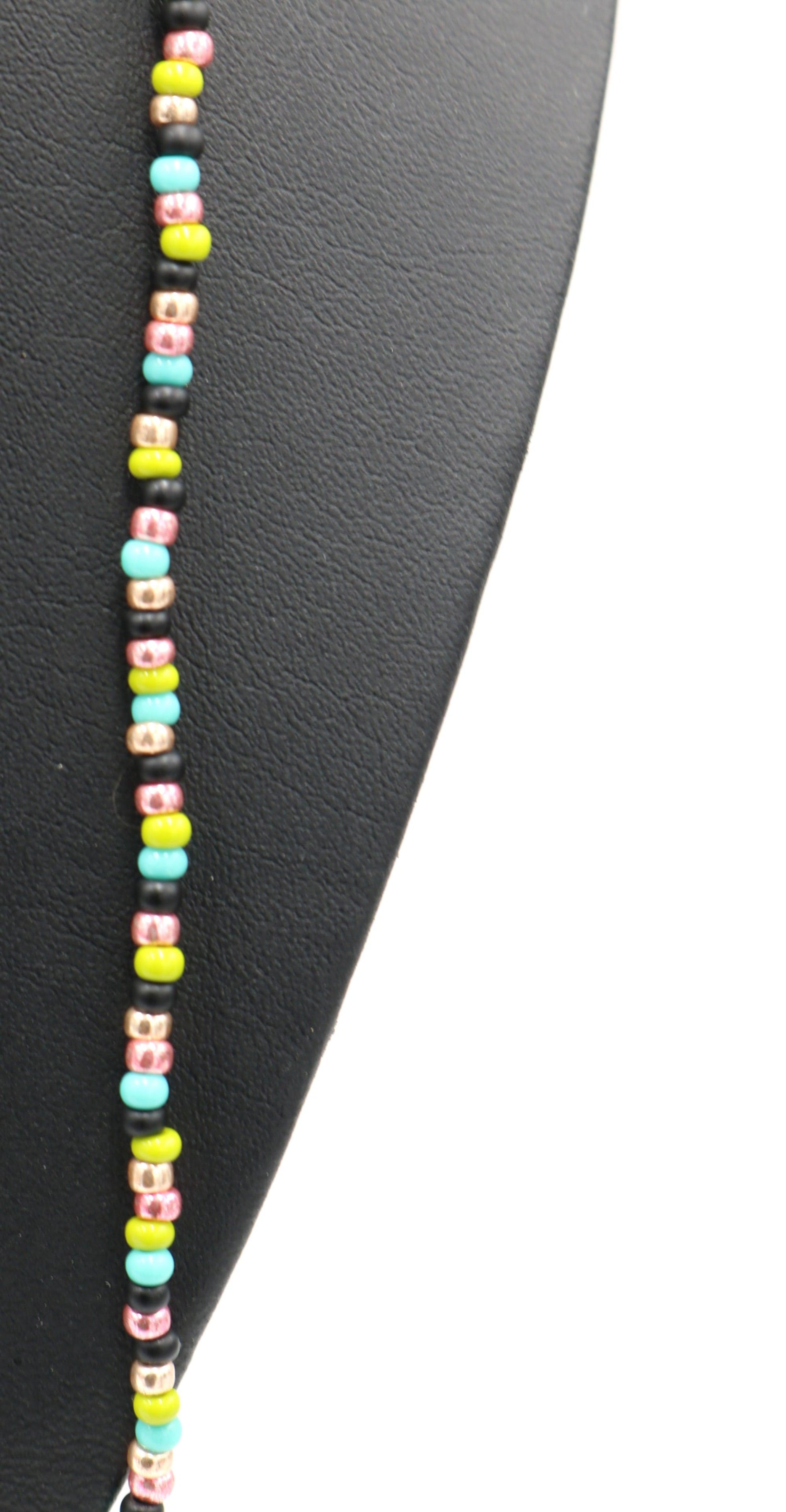 Sugar and Spice X Marks the Spot 40" Long Pink, Green, and Blue Long Glass Necklace - Monkeysmojo