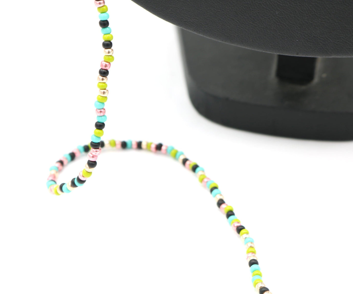 Sugar and Spice X Marks the Spot 40" Long Pink, Green, and Blue Long Glass Necklace - Monkeysmojo