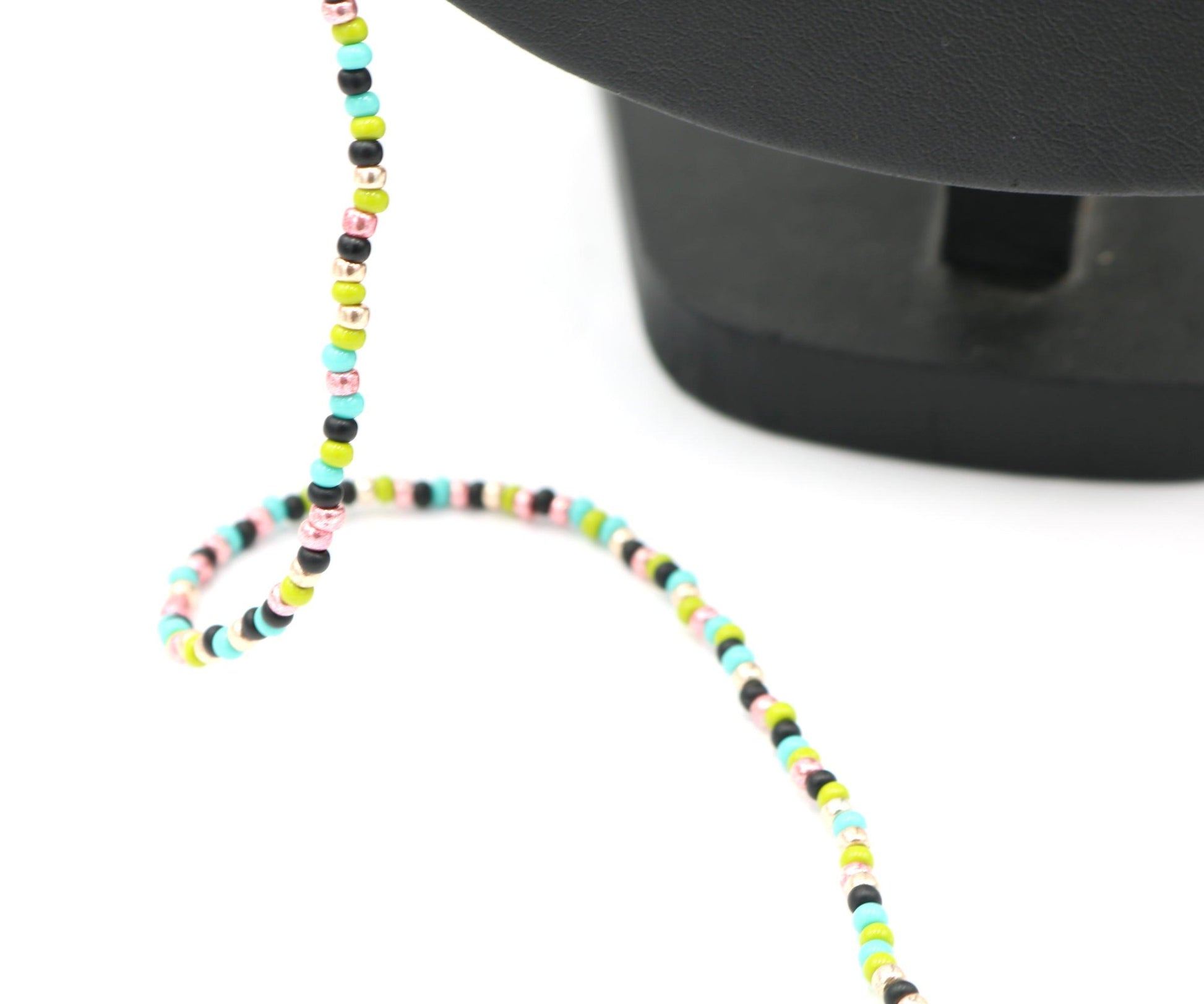 Sugar and Spice X Marks the Spot 40" Long Pink, Green, and Blue Long Glass Necklace - Monkeysmojo