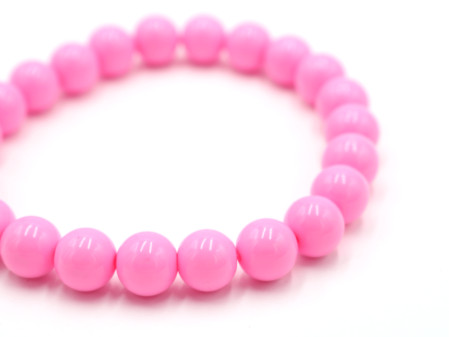 Pretty in Pink Vivid Baby Pink 8mm Round Glass Pink Beads Women's Boho Stack Stretch Bracelet 2022 VSCO - Monkeysmojo
