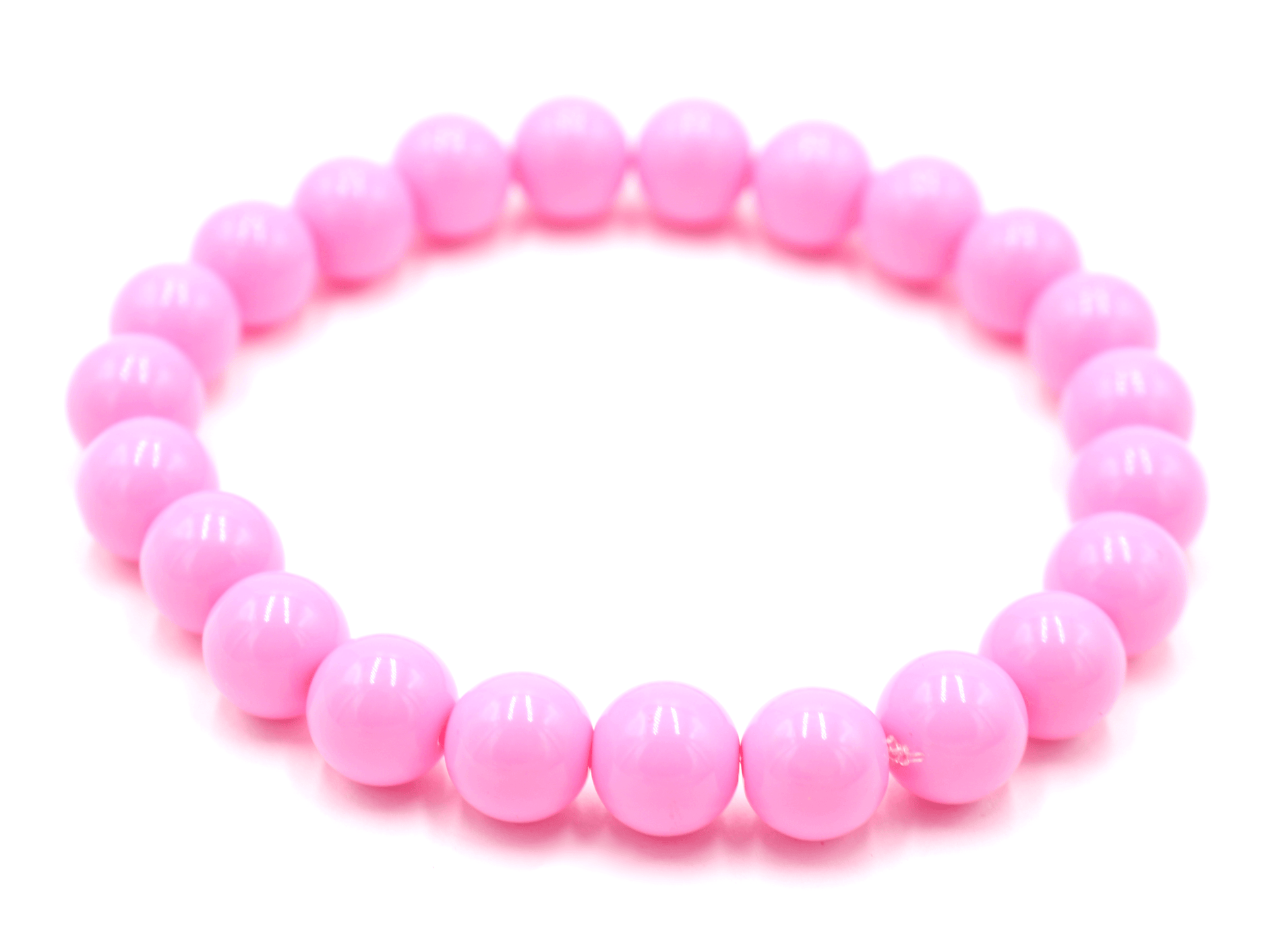 Pretty in Pink Vivid Baby Pink 8mm Round Glass Pink Beads Women's Boho Stack Stretch Bracelet 2022 VSCO - Monkeysmojo