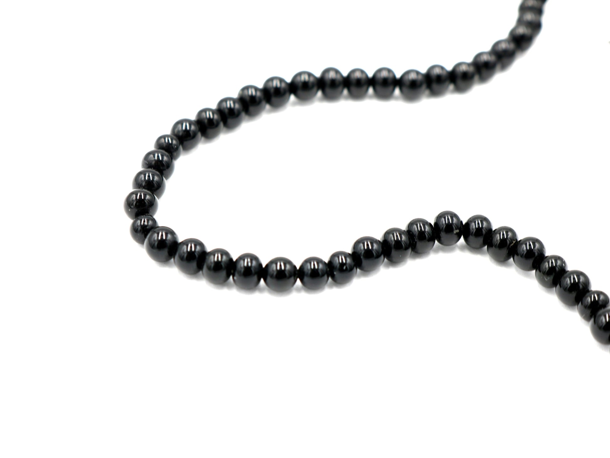 Vintage Inspired Women's Long Shiny Black (Satin Black) 4mm Round Stone 18" Necklace Boho Accent Necklace Fun 2022 Gift - Monkeysmojo