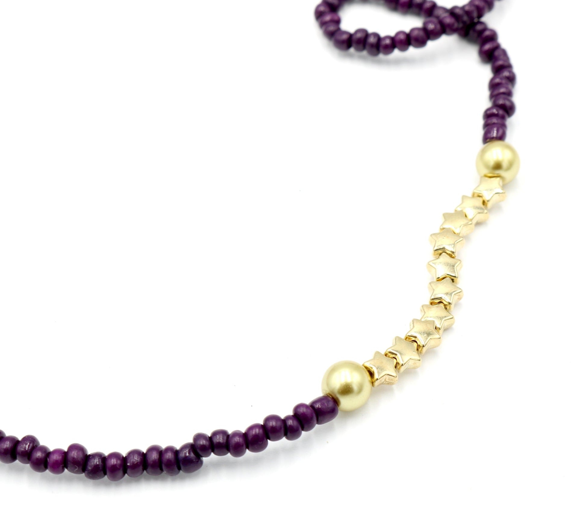 Take Me to the Stars and Color Me in Purple Rain Purple and Gold Star  Strained 23" Necklace Boho Accent Necklace Fun 2022 Gift - Monkeysmojo