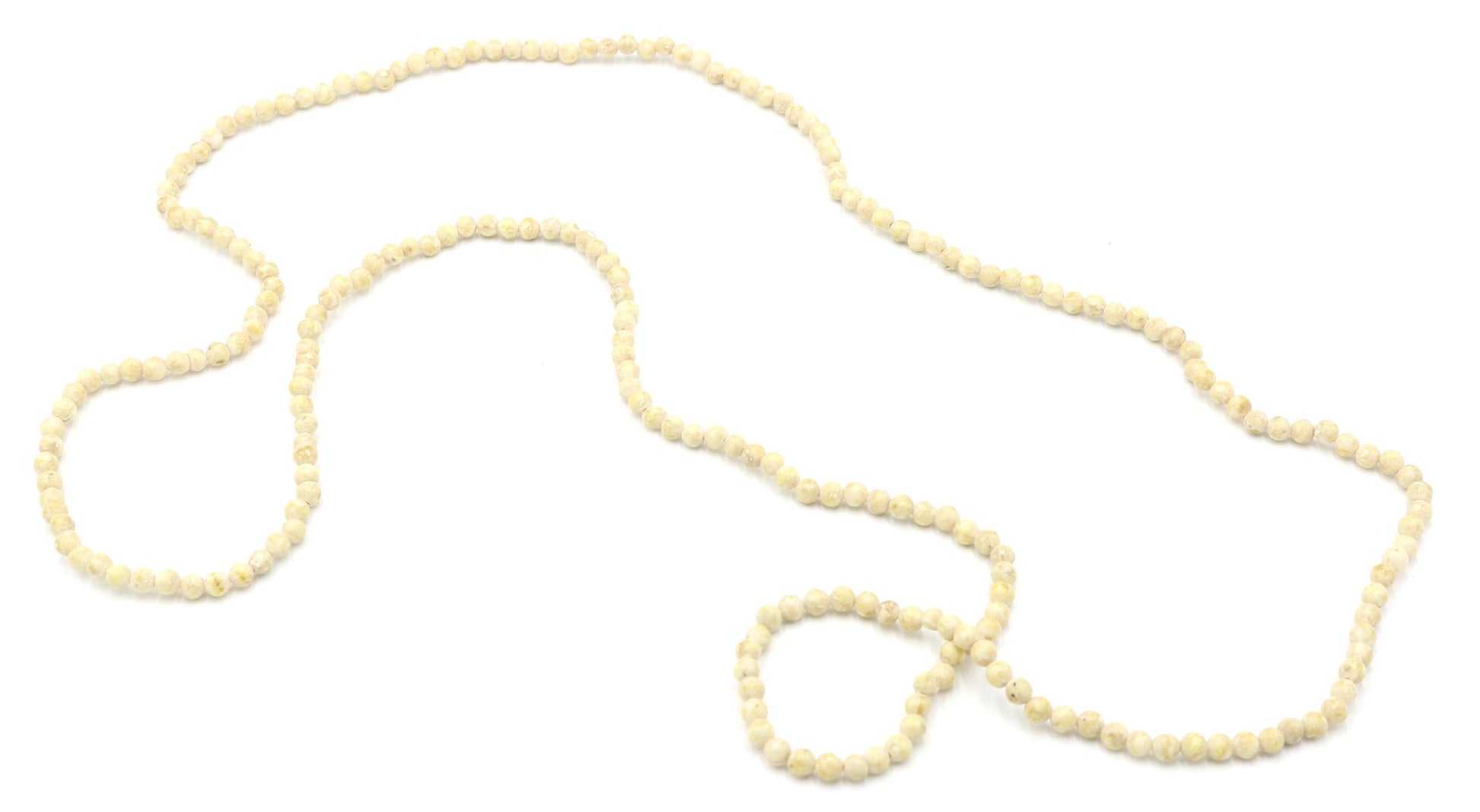 Vintage Inspired Women's Long Natural Tan (Brown + White) 4mm Round Stone 18" Necklace Boho Accent Necklace Fun 2022 Gift - Monkeysmojo