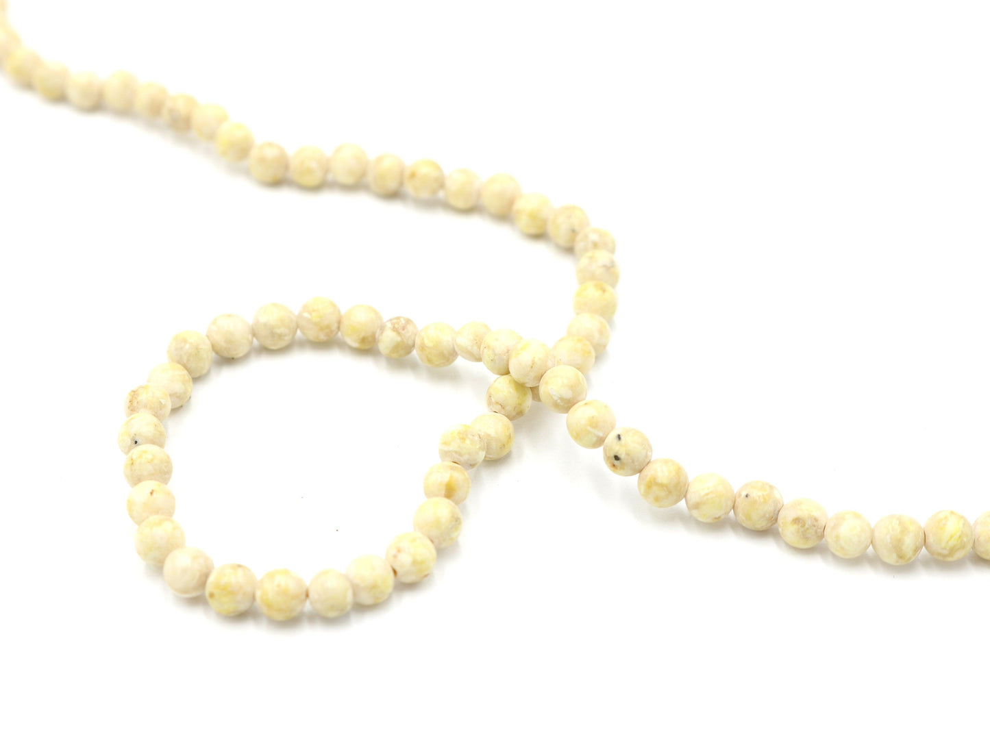 Vintage Inspired Women's Long Natural Tan (Brown + White) 4mm Round Stone 18" Necklace Boho Accent Necklace Fun 2022 Gift - Monkeysmojo