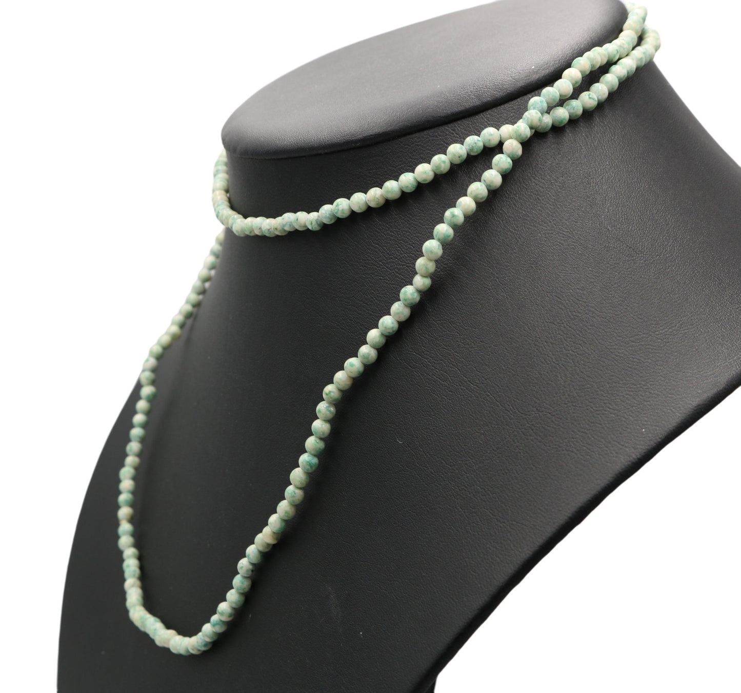 Vintage Inspired Women's Long Natural Speckled Mint Green 4mm Round Stone 18" Necklace Boho Accent Necklace Fun 2022 Gift - Monkeysmojo