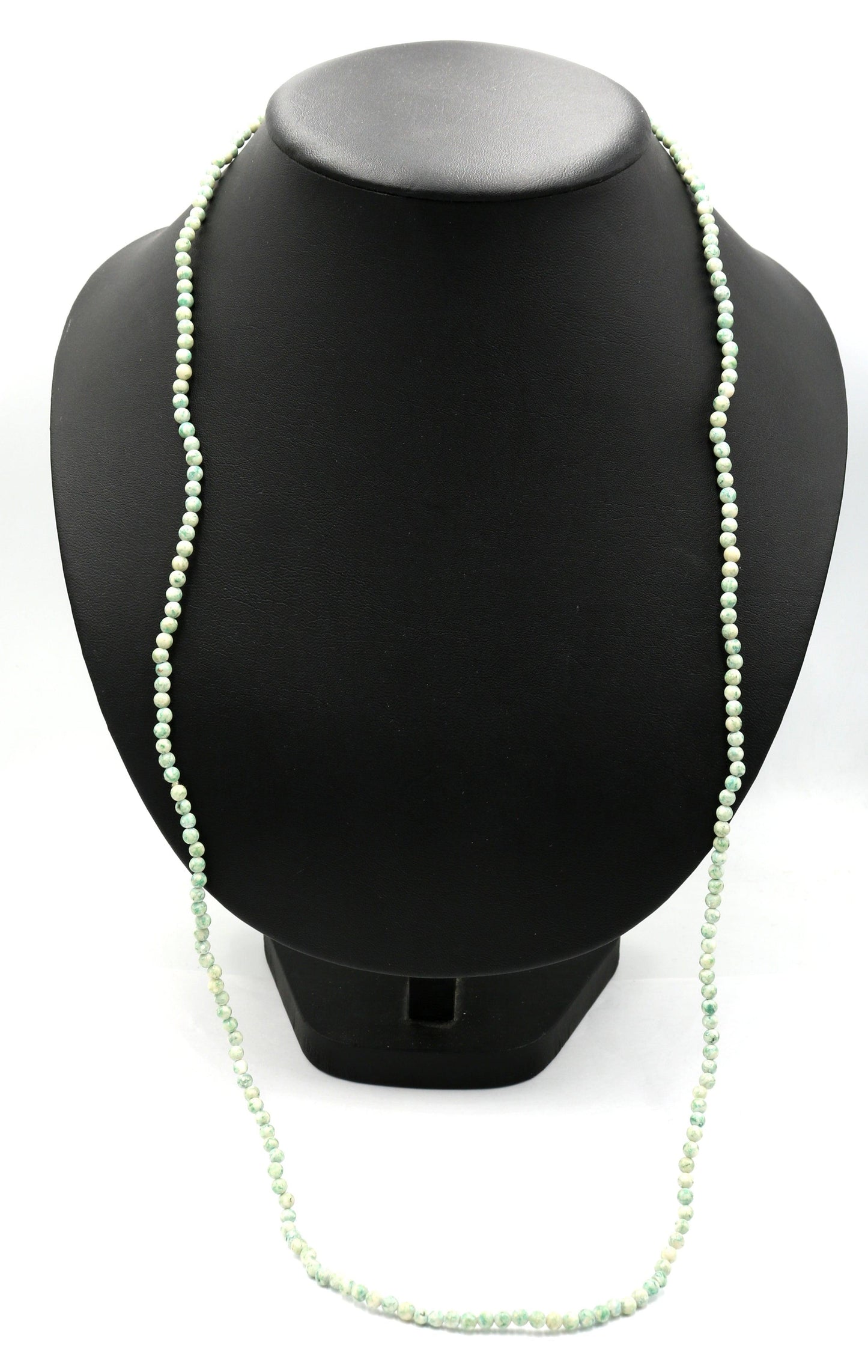 Vintage Inspired Women's Long Natural Speckled Mint Green 4mm Round Stone 18" Necklace Boho Accent Necklace Fun 2022 Gift - Monkeysmojo