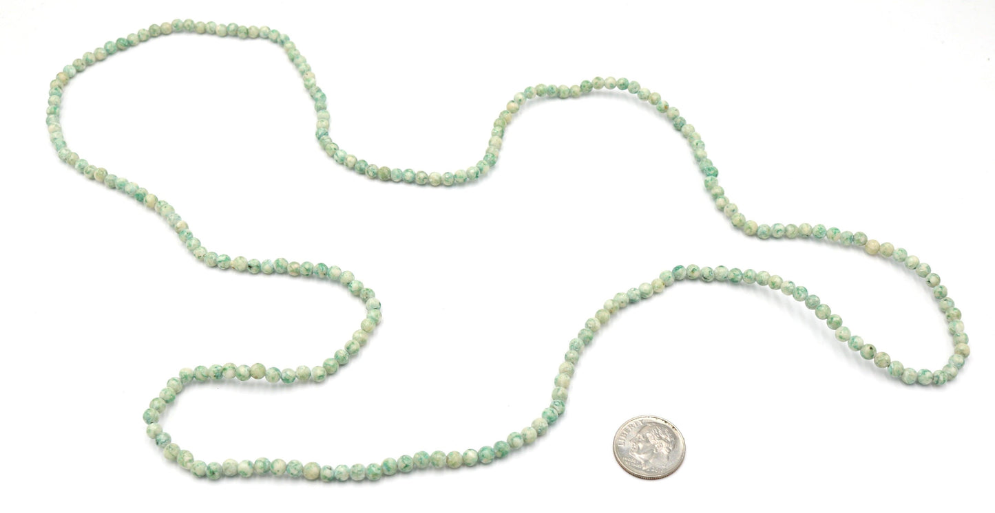 Vintage Inspired Women's Long Natural Speckled Mint Green 4mm Round Stone 18" Necklace Boho Accent Necklace Fun 2022 Gift - Monkeysmojo