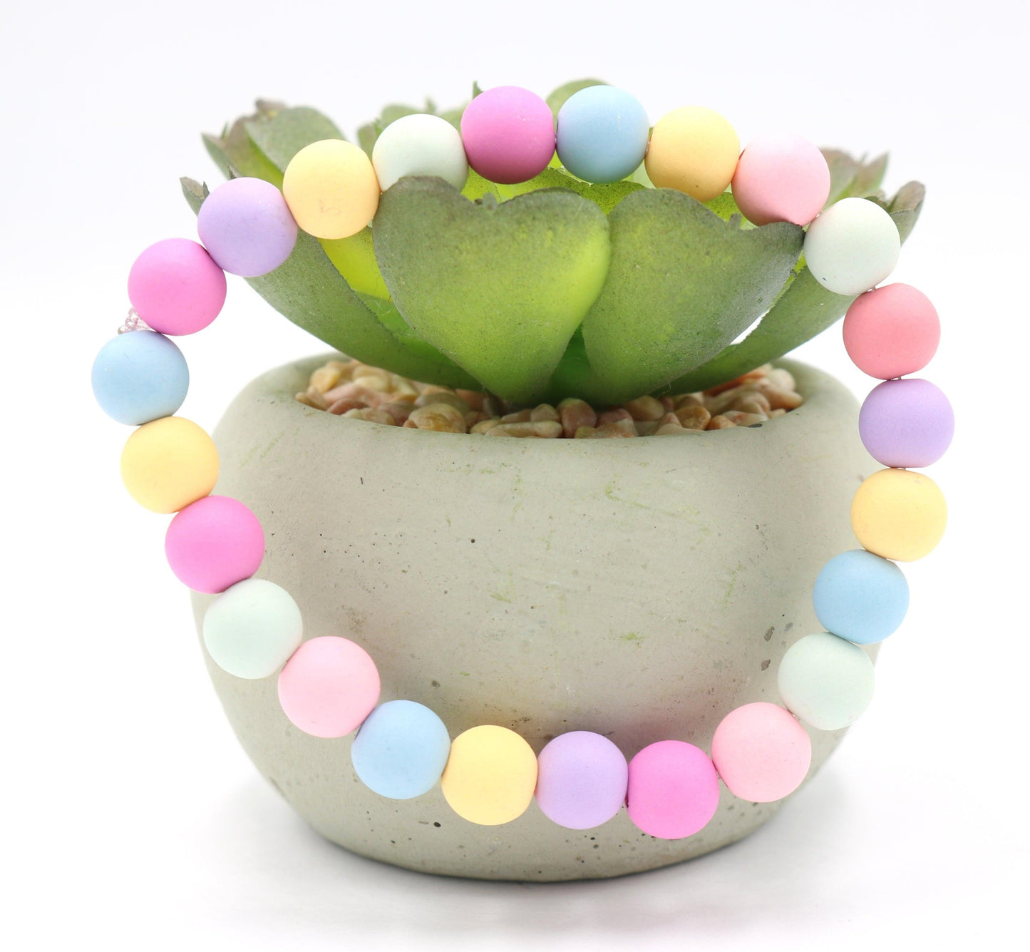 Mixed Matte Easter Spring Pastels Mixed Acrylic Round 8mm Beads Women's Stretch Bracelet Pink Purple Fun - Monkeysmojo