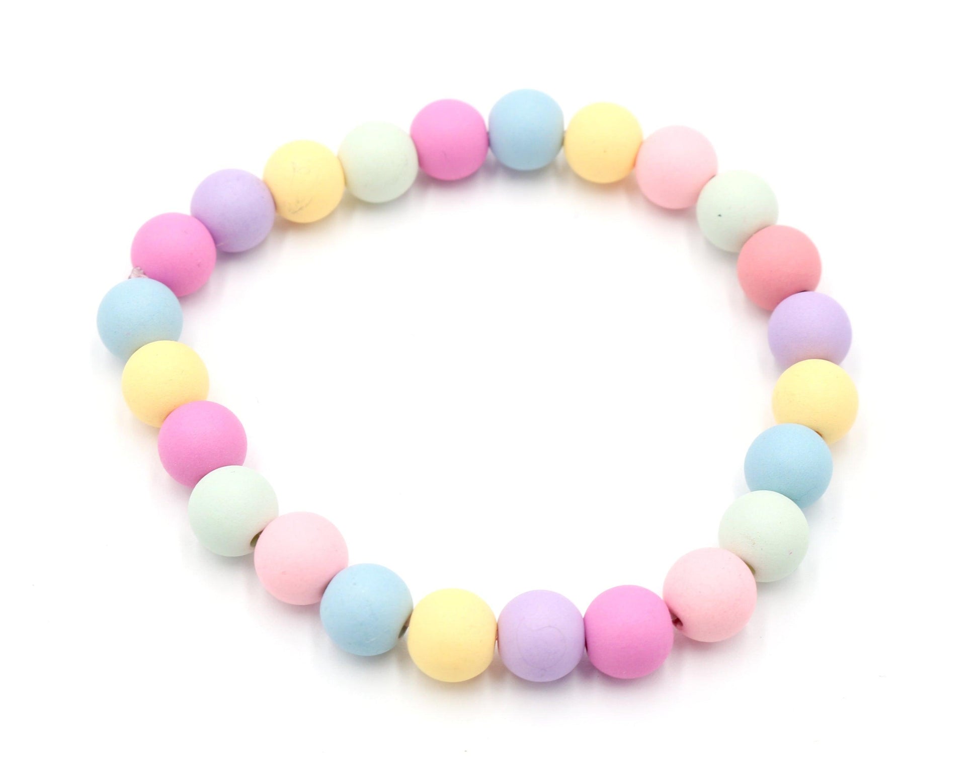 Mixed Matte Easter Spring Pastels Mixed Acrylic Round 8mm Beads Women's Stretch Bracelet Pink Purple Fun - Monkeysmojo