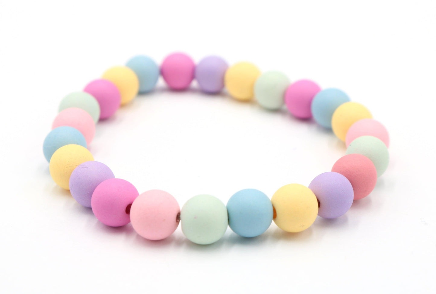 Mixed Matte Easter Spring Pastels Mixed Acrylic Round 8mm Beads Women's Stretch Bracelet Pink Purple Fun - Monkeysmojo