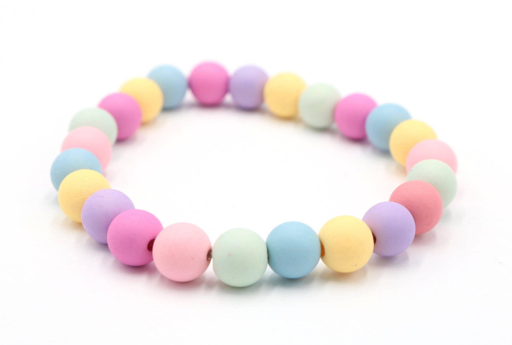 Mixed Matte Easter Spring Pastels Mixed Acrylic Round 8mm Beads Women's Stretch Bracelet Pink Purple Fun - Monkeysmojo