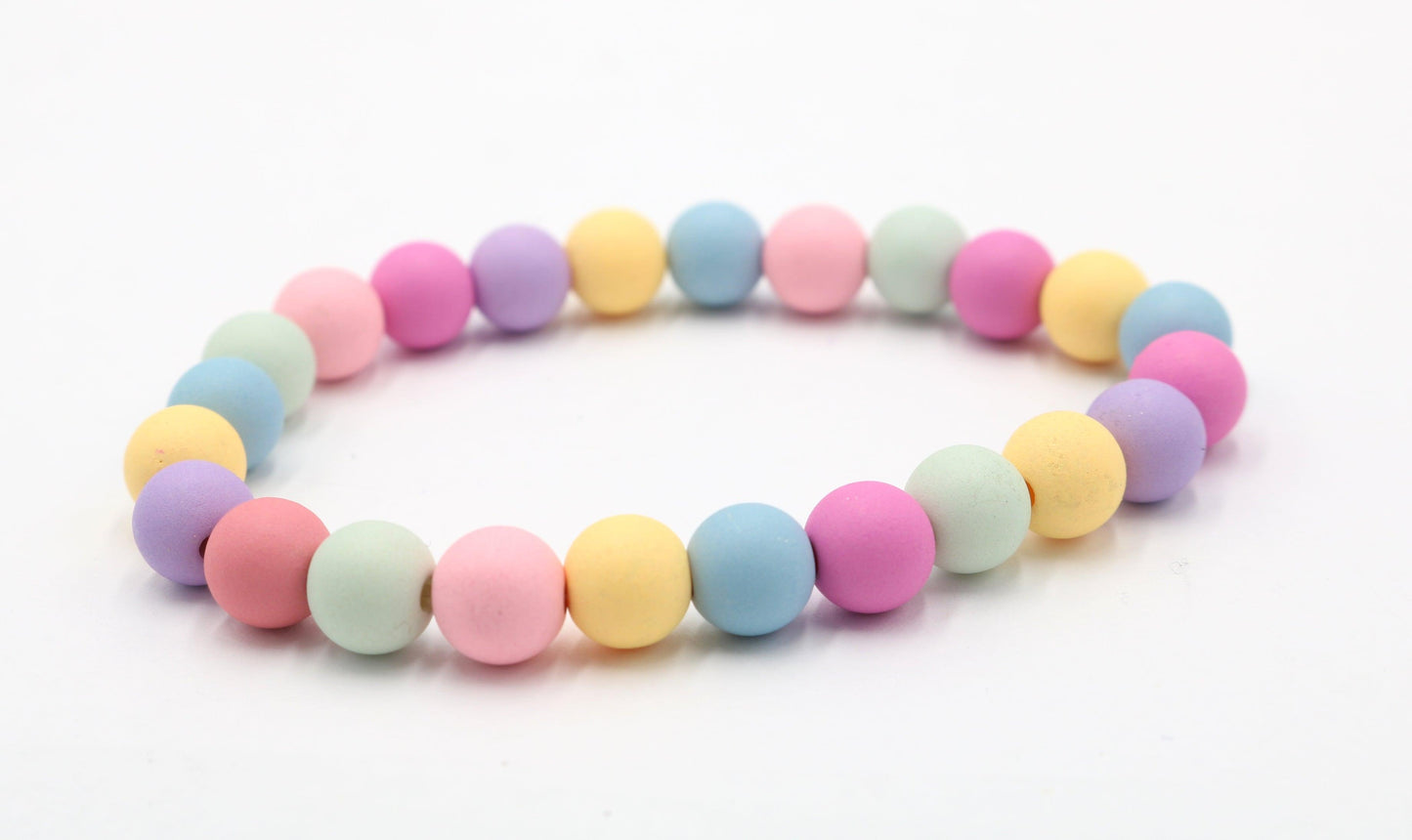 Mixed Matte Easter Spring Pastels Mixed Acrylic Round 8mm Beads Women's Stretch Bracelet Pink Purple Fun - Monkeysmojo