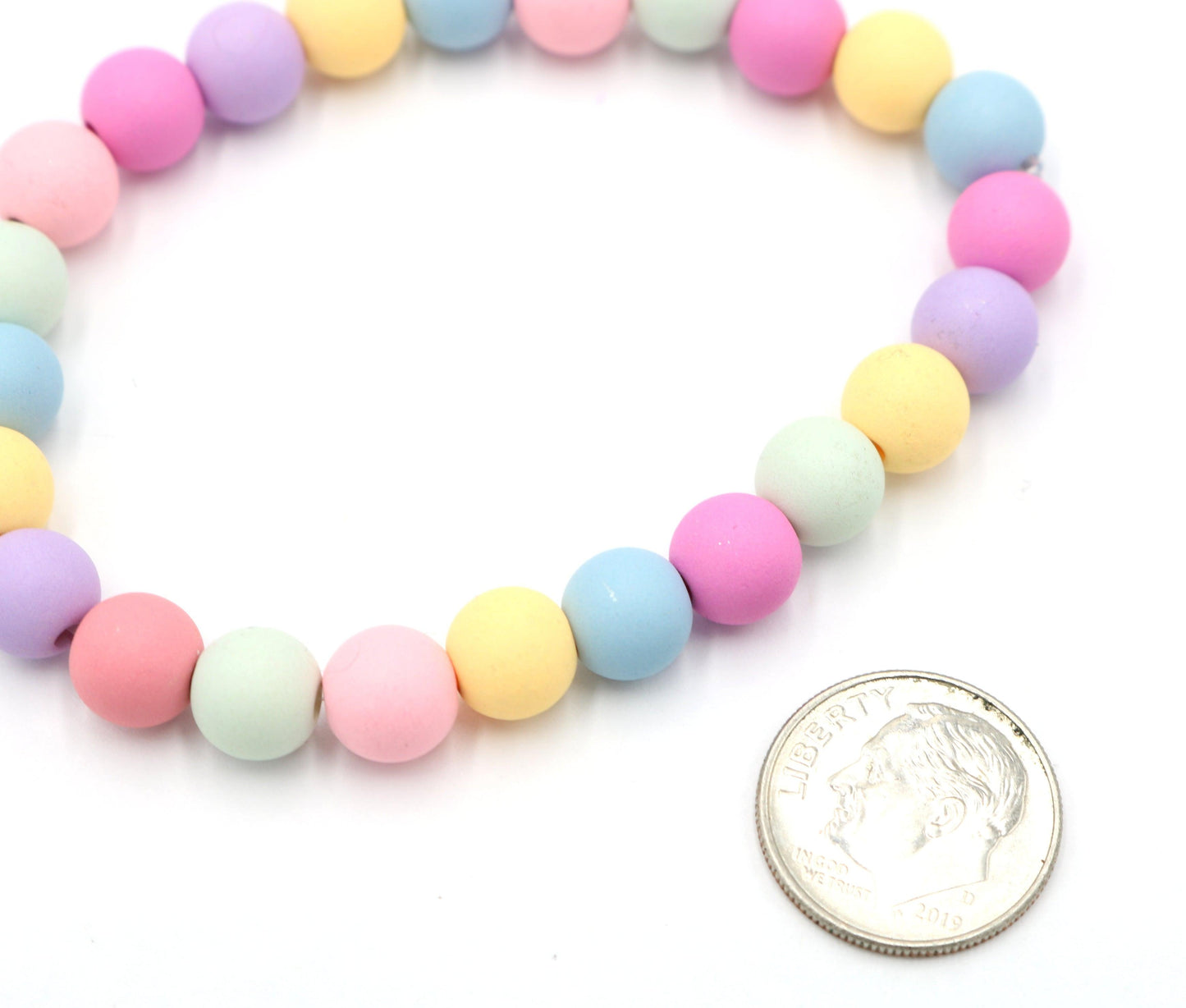 Mixed Matte Easter Spring Pastels Mixed Acrylic Round 8mm Beads Women's Stretch Bracelet Pink Purple Fun - Monkeysmojo