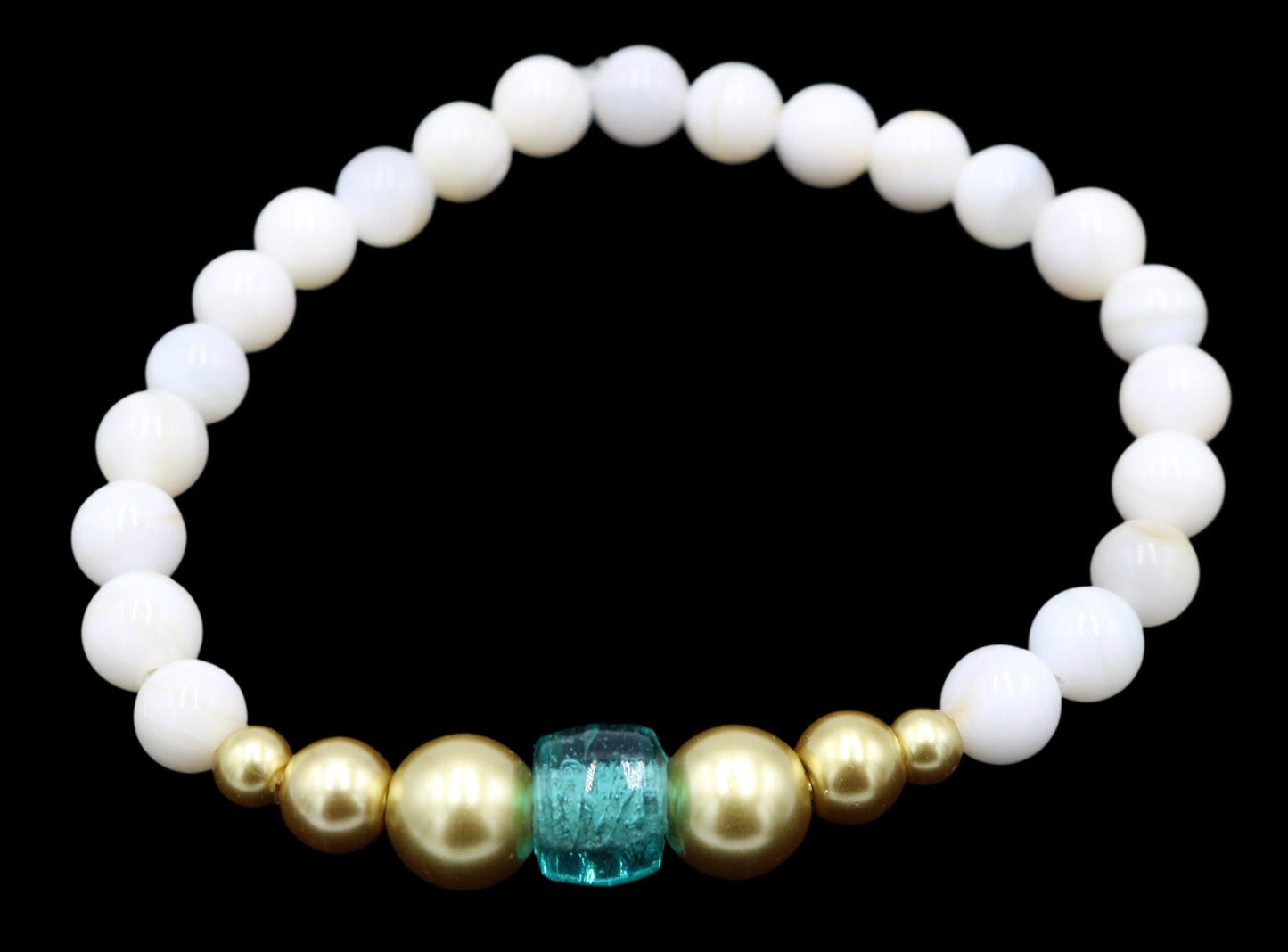 Take Me to An Exotic Instagram Sea - White, Bright Blue, and Yellow Gold Glass Bracelet - Monkeysmojo