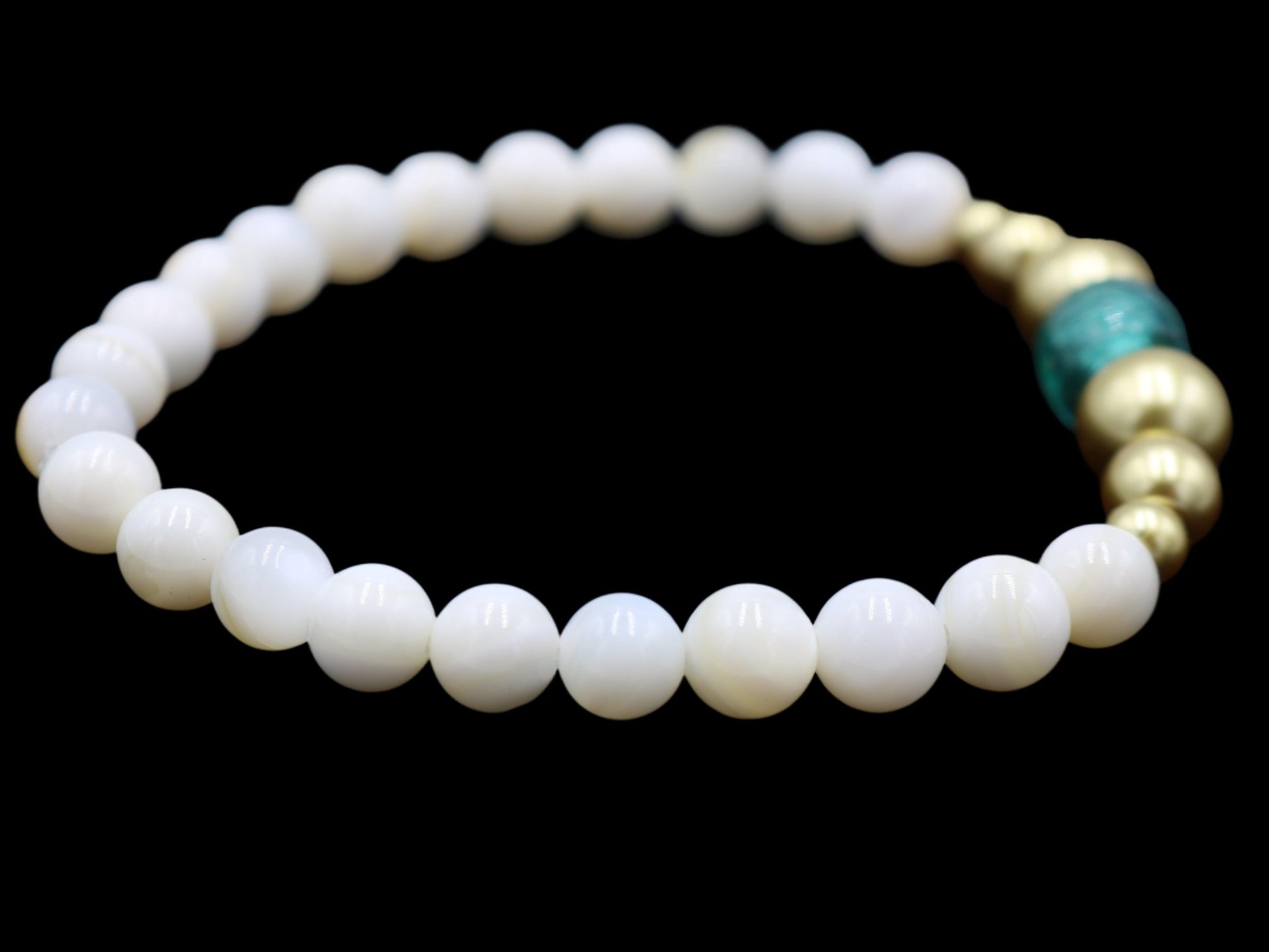 Take Me to An Exotic Instagram Sea - White, Bright Blue, and Yellow Gold Glass Bracelet - Monkeysmojo