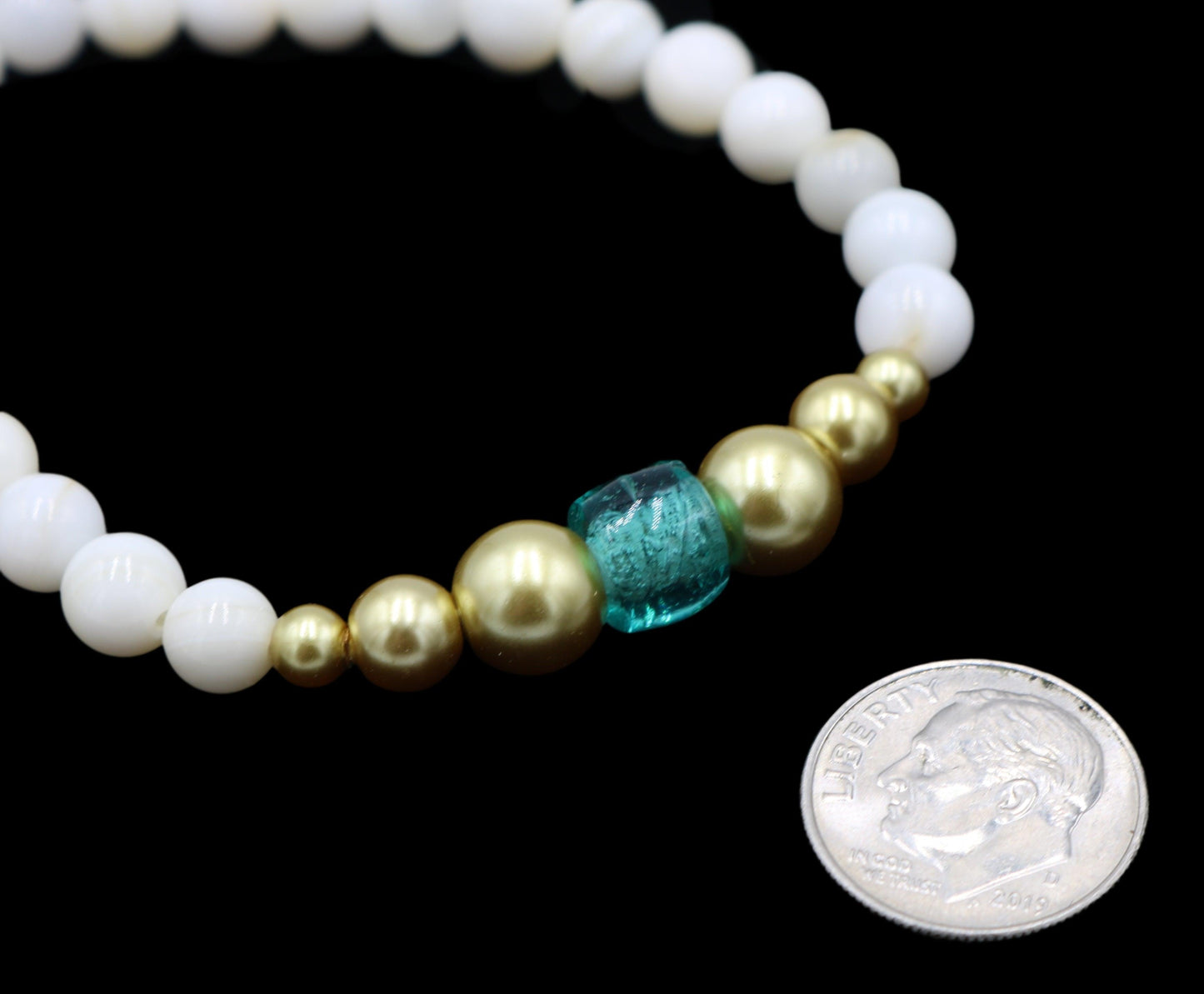 Take Me to An Exotic Instagram Sea - White, Bright Blue, and Yellow Gold Glass Bracelet - Monkeysmojo