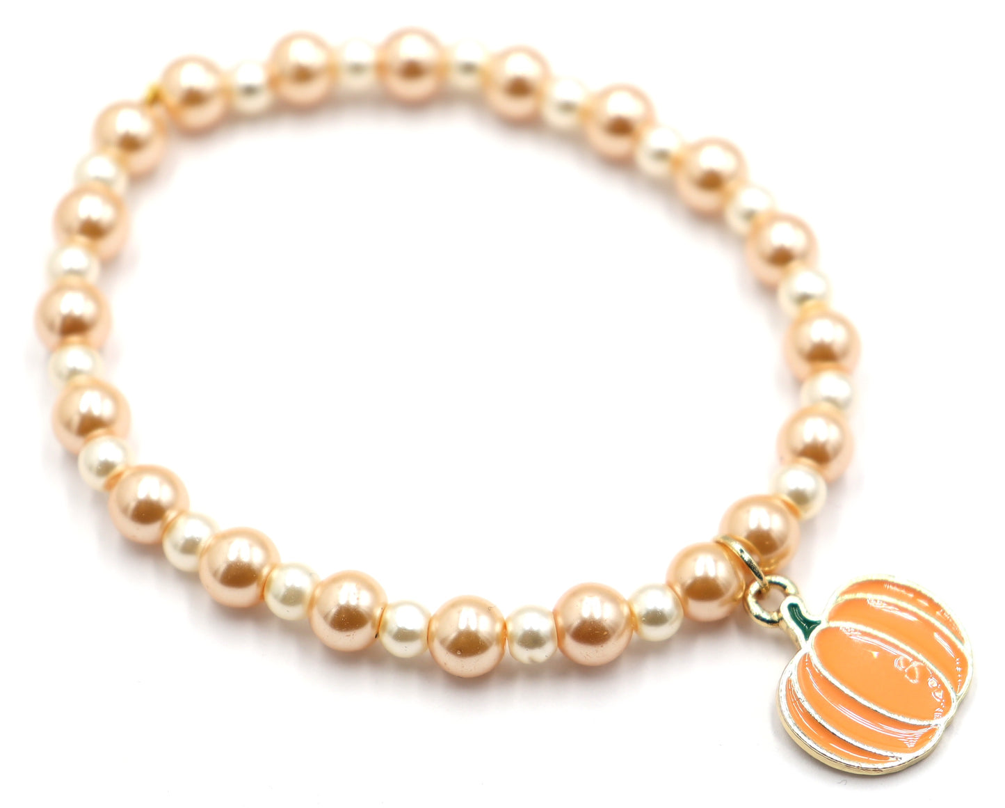Pastels, Pearls and Pumpkin Bracelet - Girly and Classic Halloween Reimagined Bracelet by Monkey's Mojo