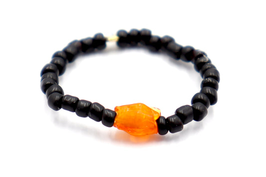 Down to Clown It's The Great Pumpkin Halloween Black and Orange Stretch Ring by Monkey's Mojo