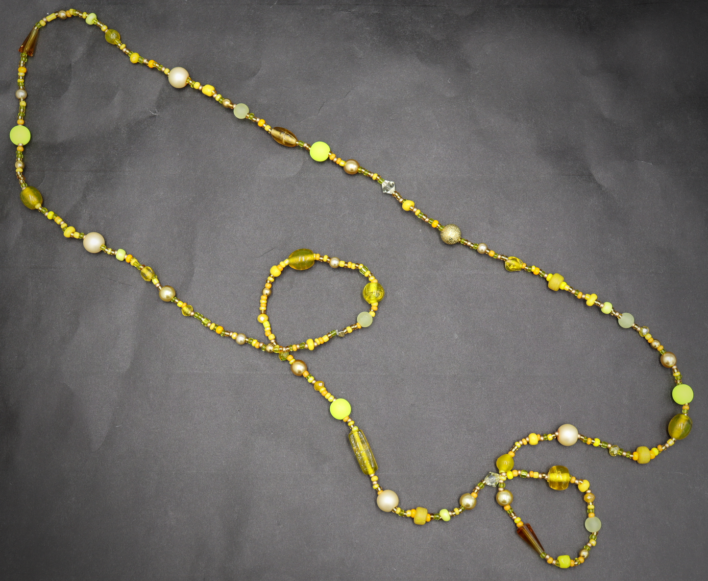 Call Me Mellow Yellow Long 36" Single Strand All Shades of Yellow Party Necklace by Monkey’s Mojo