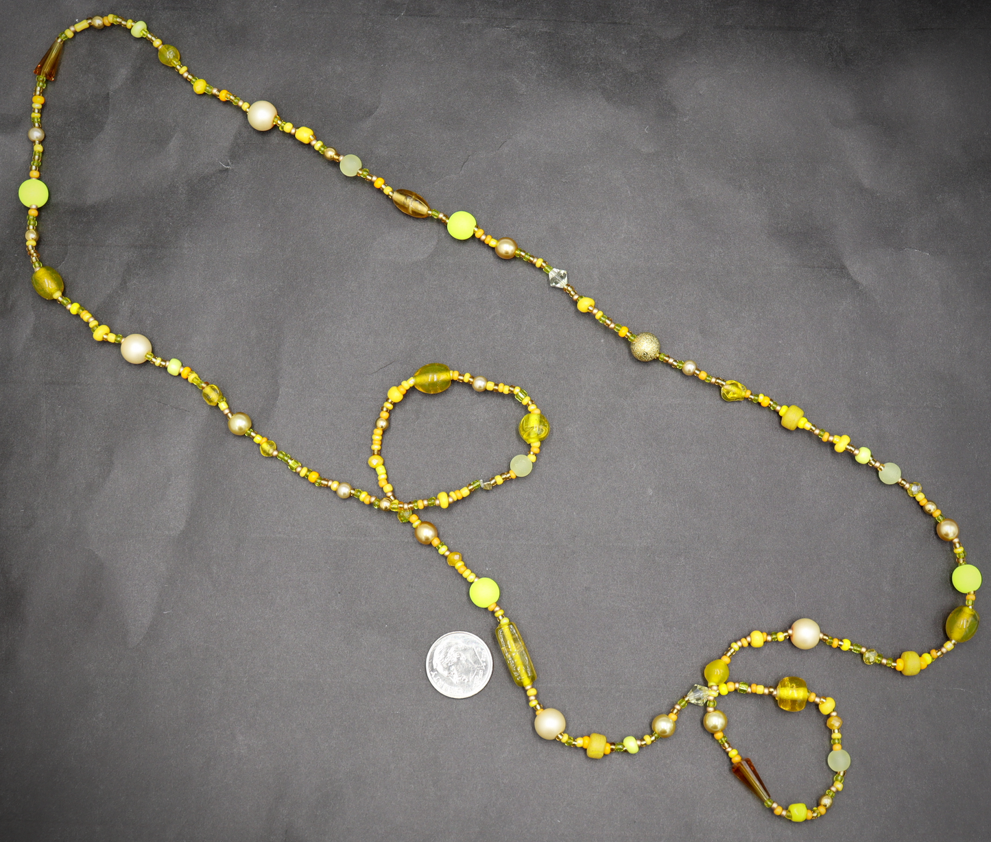 Call Me Mellow Yellow Long 36" Single Strand All Shades of Yellow Party Necklace by Monkey’s Mojo