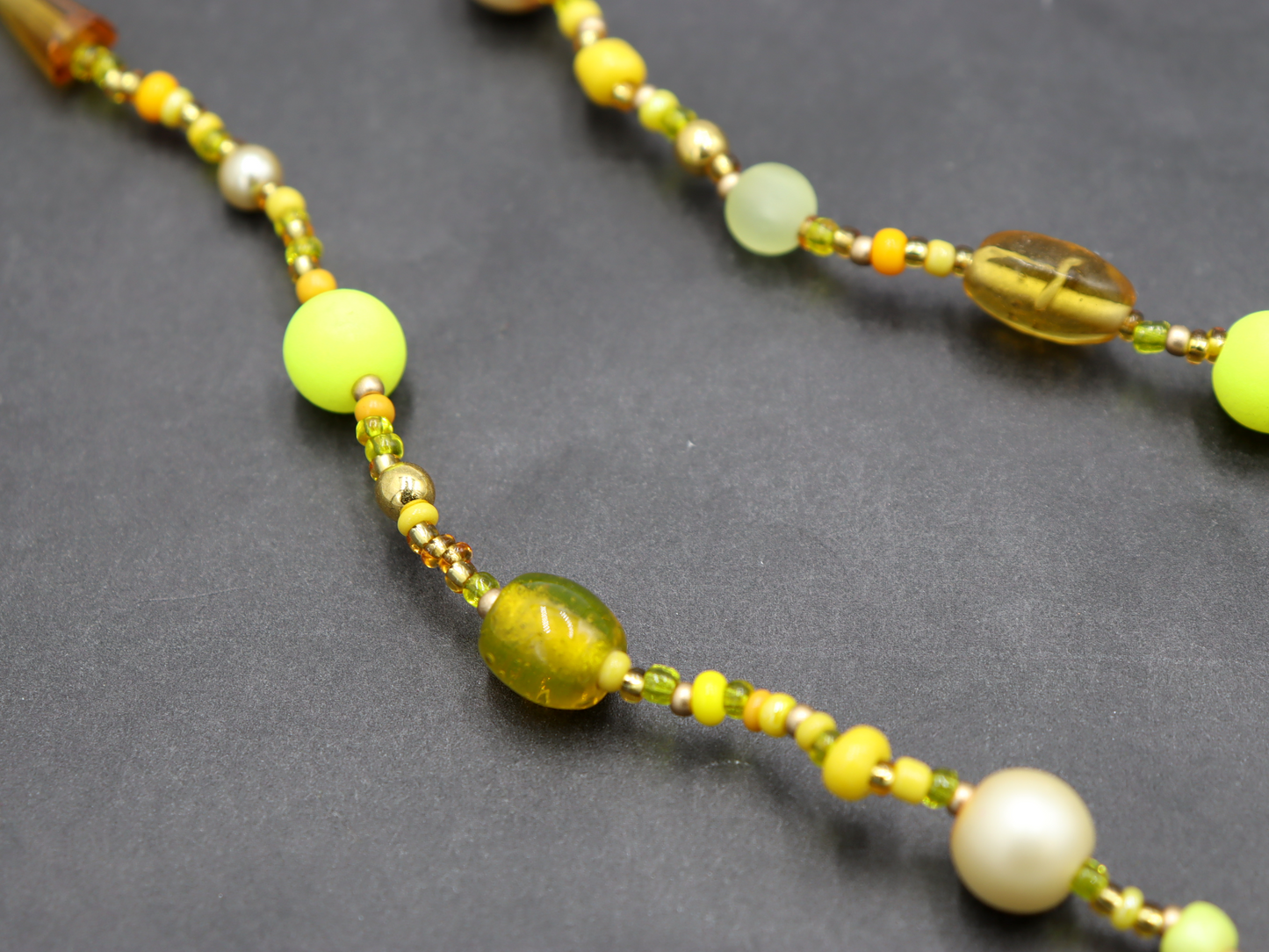 Call Me Mellow Yellow Long 36" Single Strand All Shades of Yellow Party Necklace by Monkey’s Mojo