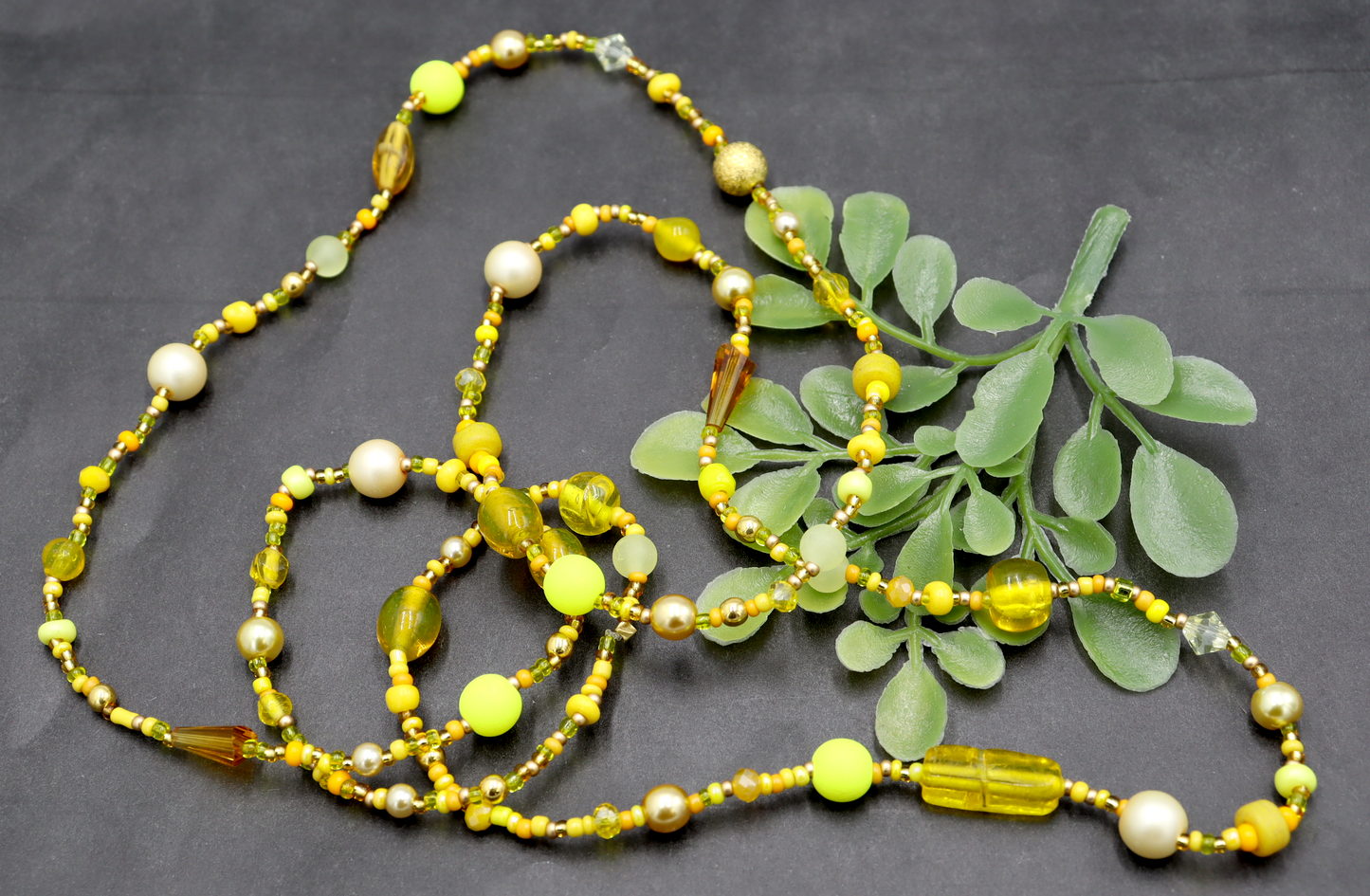 Call Me Mellow Yellow Long 36" Single Strand All Shades of Yellow Party Necklace by Monkey’s Mojo