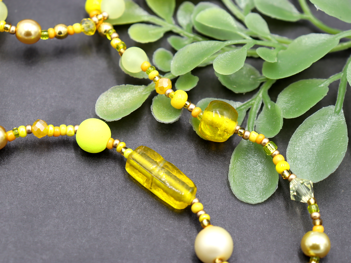 Call Me Mellow Yellow Long 36" Single Strand All Shades of Yellow Party Necklace by Monkey’s Mojo