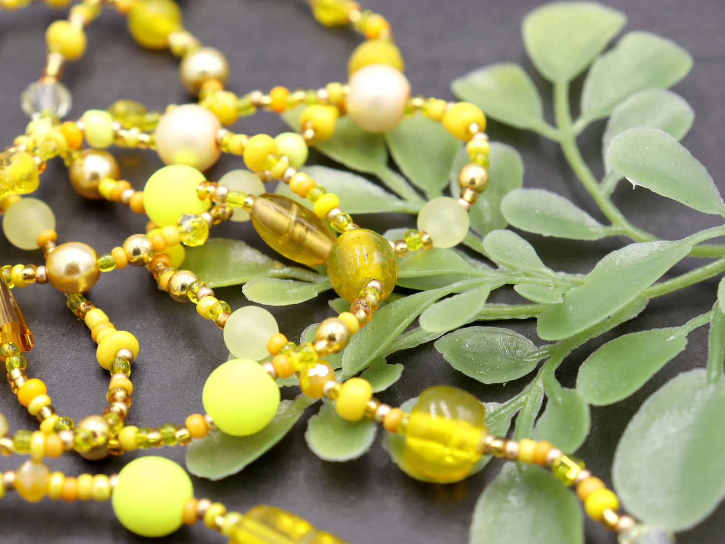 Call Me Mellow Yellow Long 36" Single Strand All Shades of Yellow Party Necklace by Monkey’s Mojo