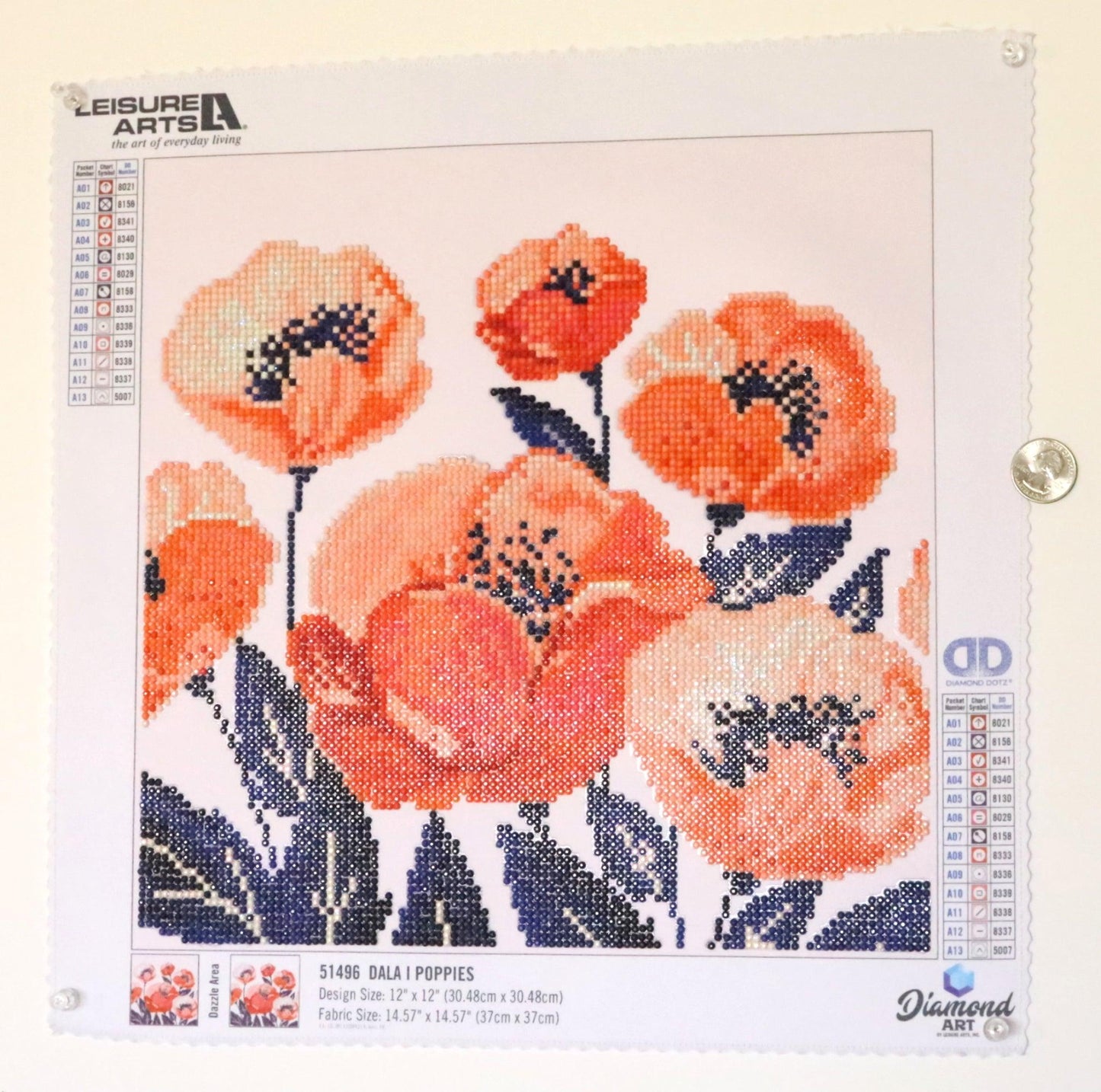Poppy oh Poppy! Dancing 12" x 12" Iridescent 5D Diamond Dotz Poppy Floral Diamond Art - Monkeysmojo