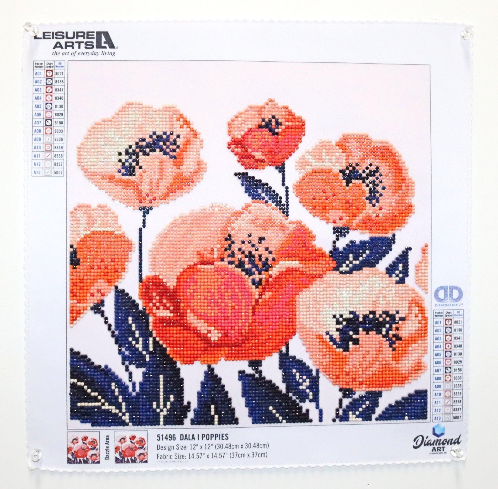 Poppy oh Poppy! Dancing 12" x 12" Iridescent 5D Diamond Dotz Poppy Floral Diamond Art - Monkeysmojo